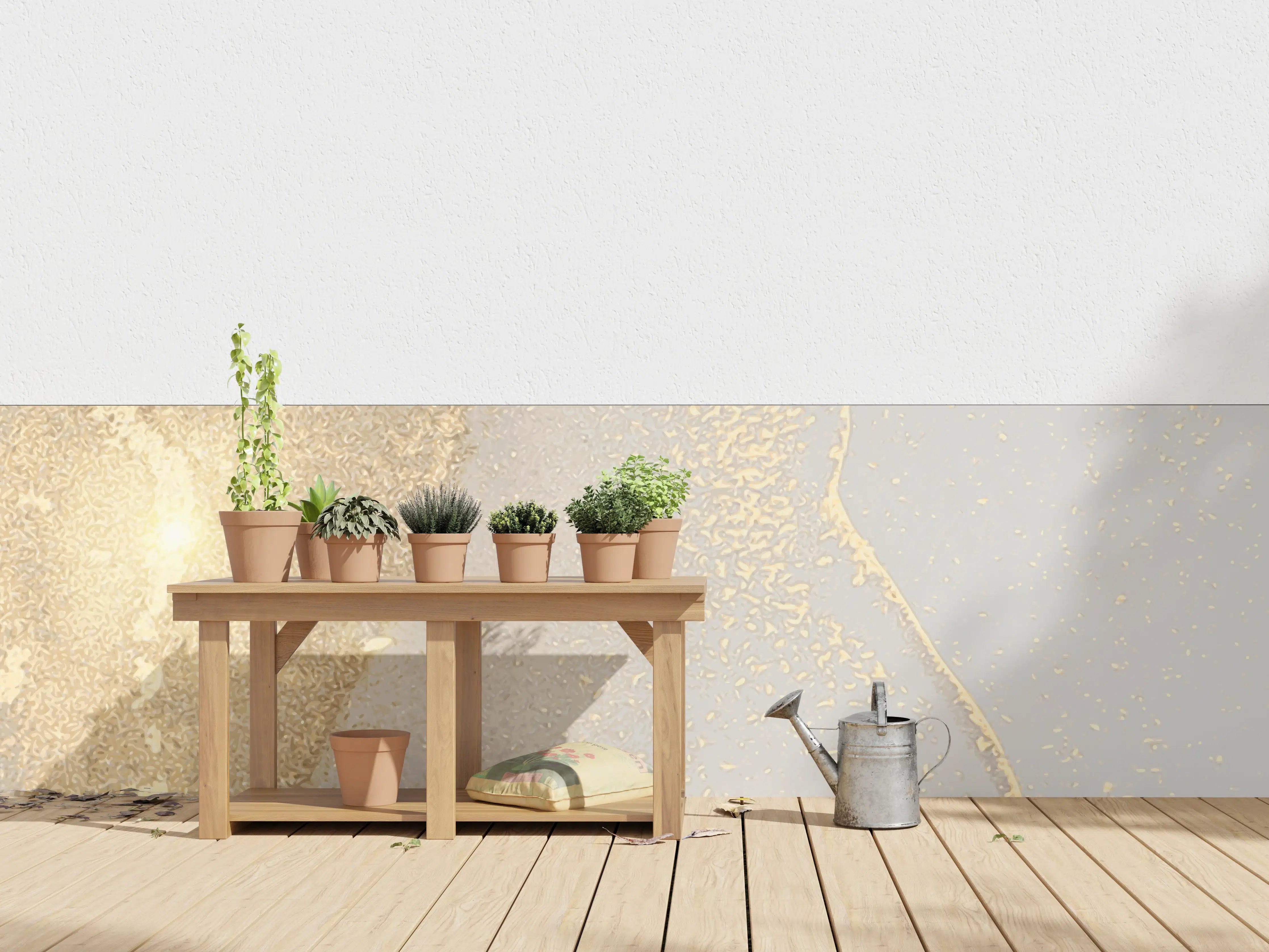 Wandverkleidung außen - Goldener Glanz auf Cremeweiß