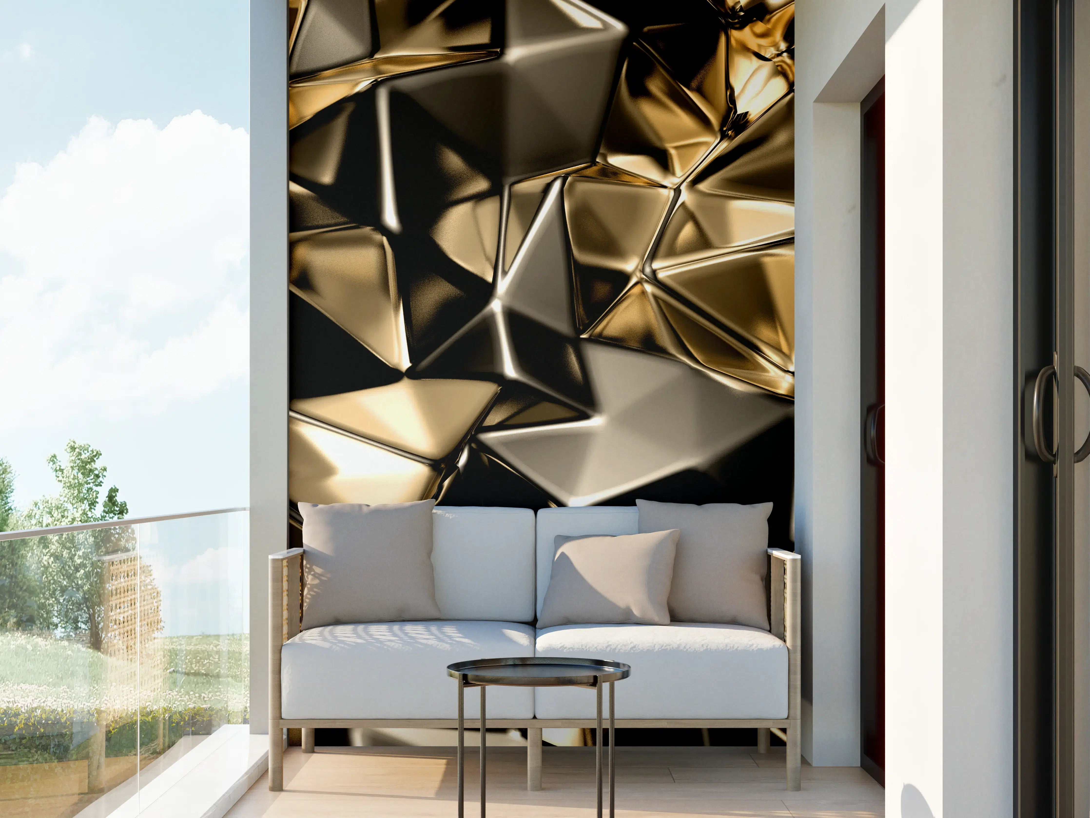 Wandverkleidung außen - Goldenes Dreieck-Kristall-Design