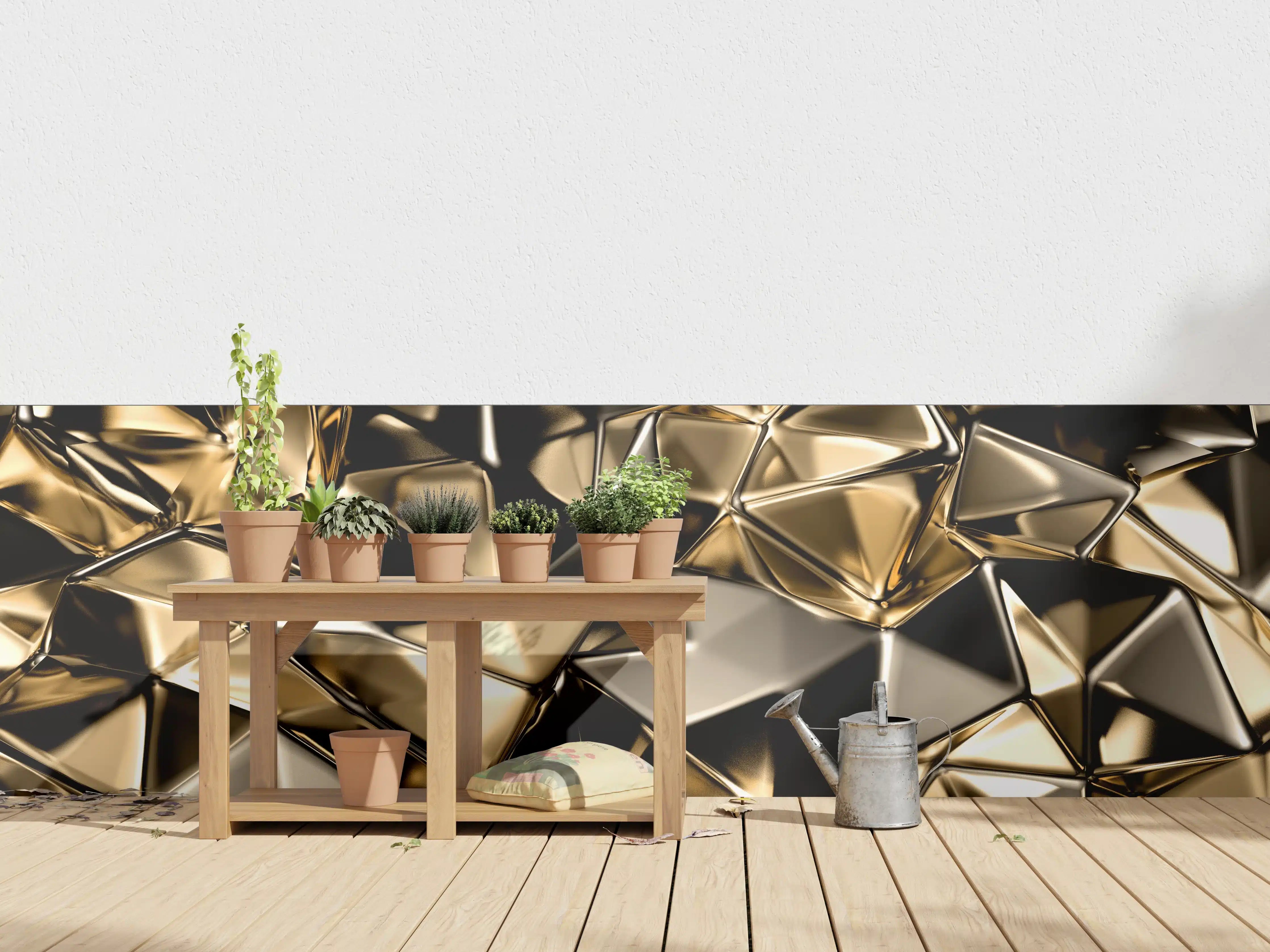 Wandverkleidung außen - Goldenes Dreieck-Kristall-Design