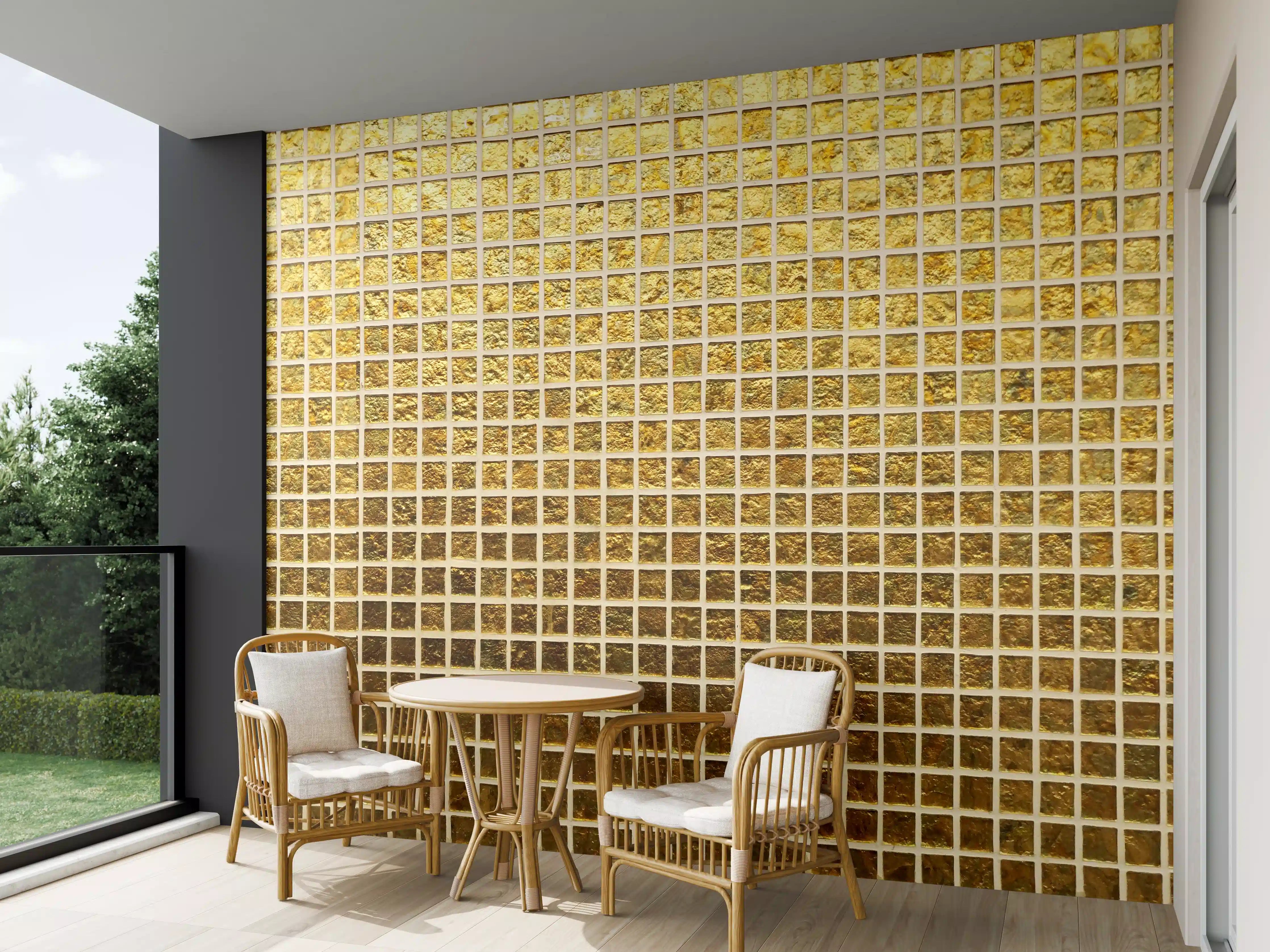 Wandverkleidung außen - Goldenes Fliesenmuster