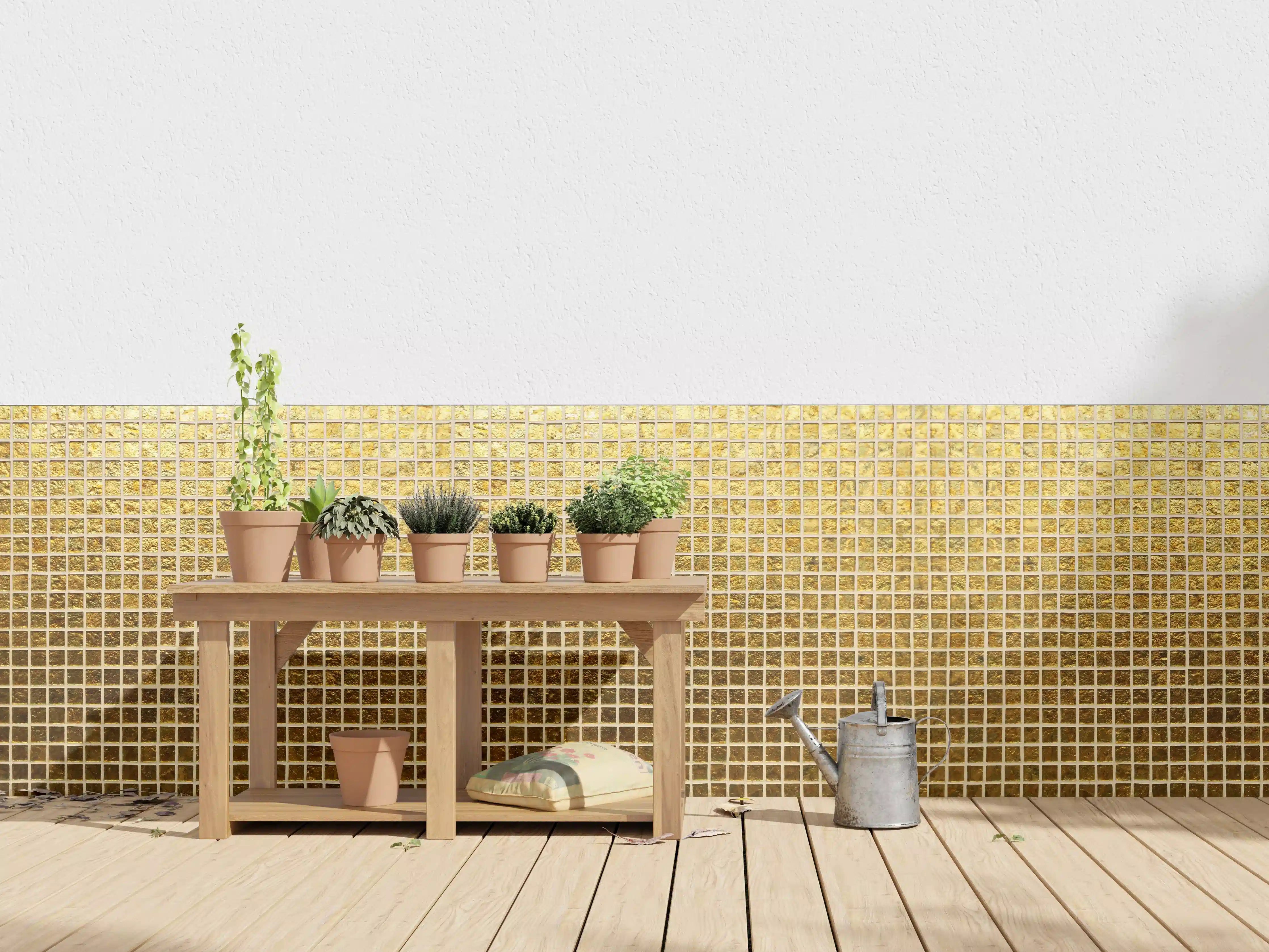 Wandverkleidung außen - Goldenes Fliesenmuster