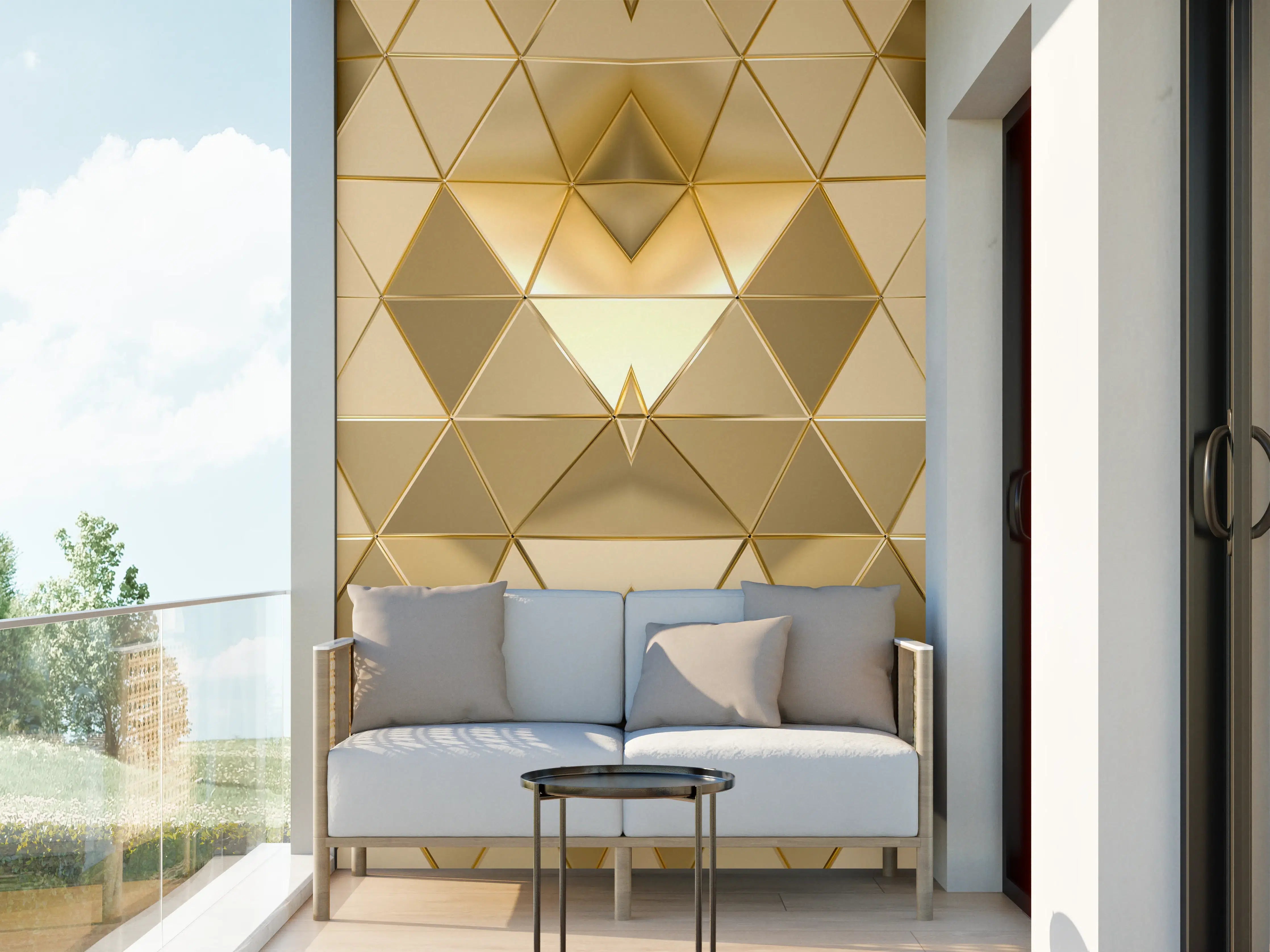 Wandverkleidung außen - Goldenes Geometrie-Muster