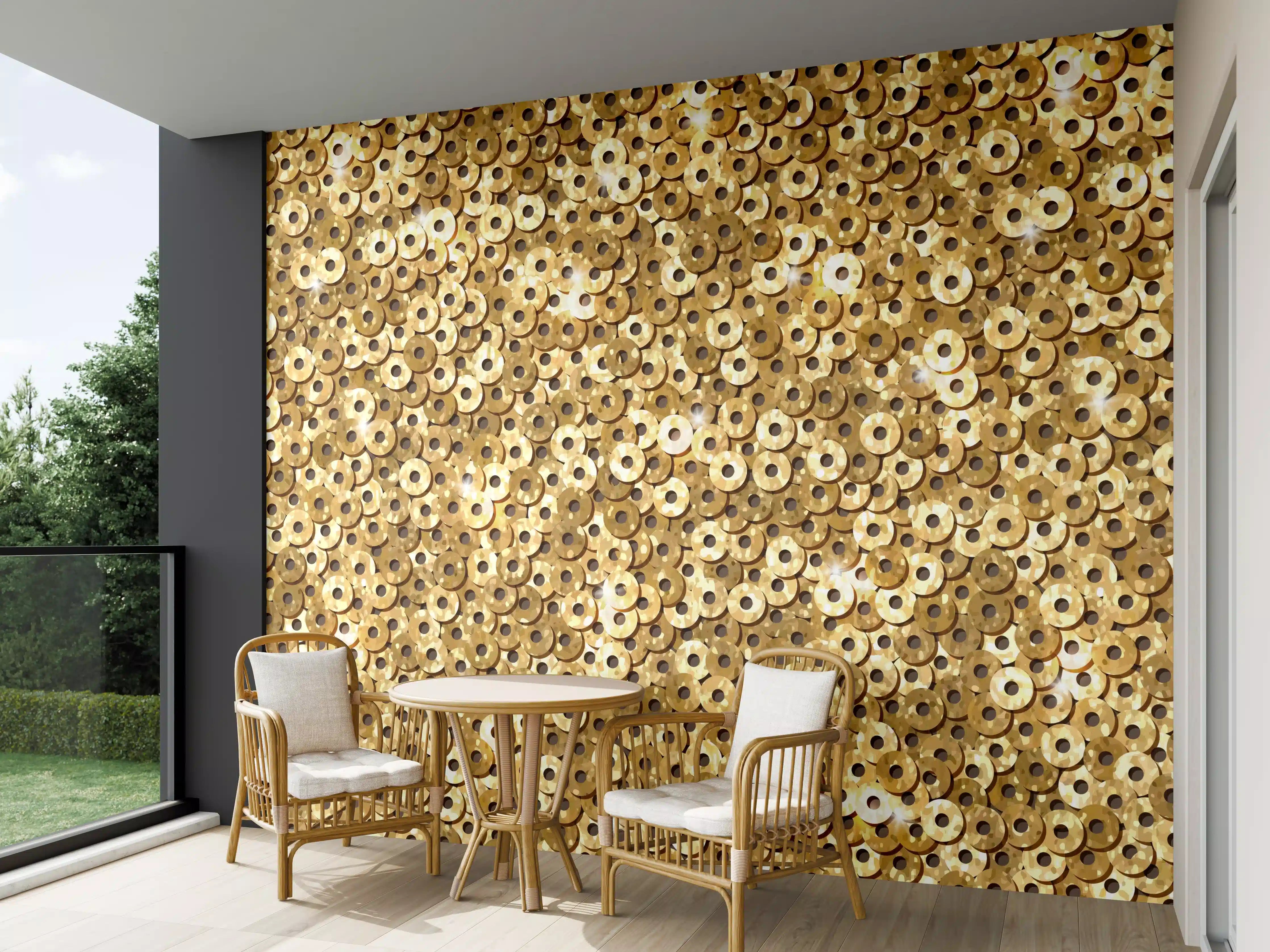 Wandverkleidung außen - Goldenes Pailletten-Muster