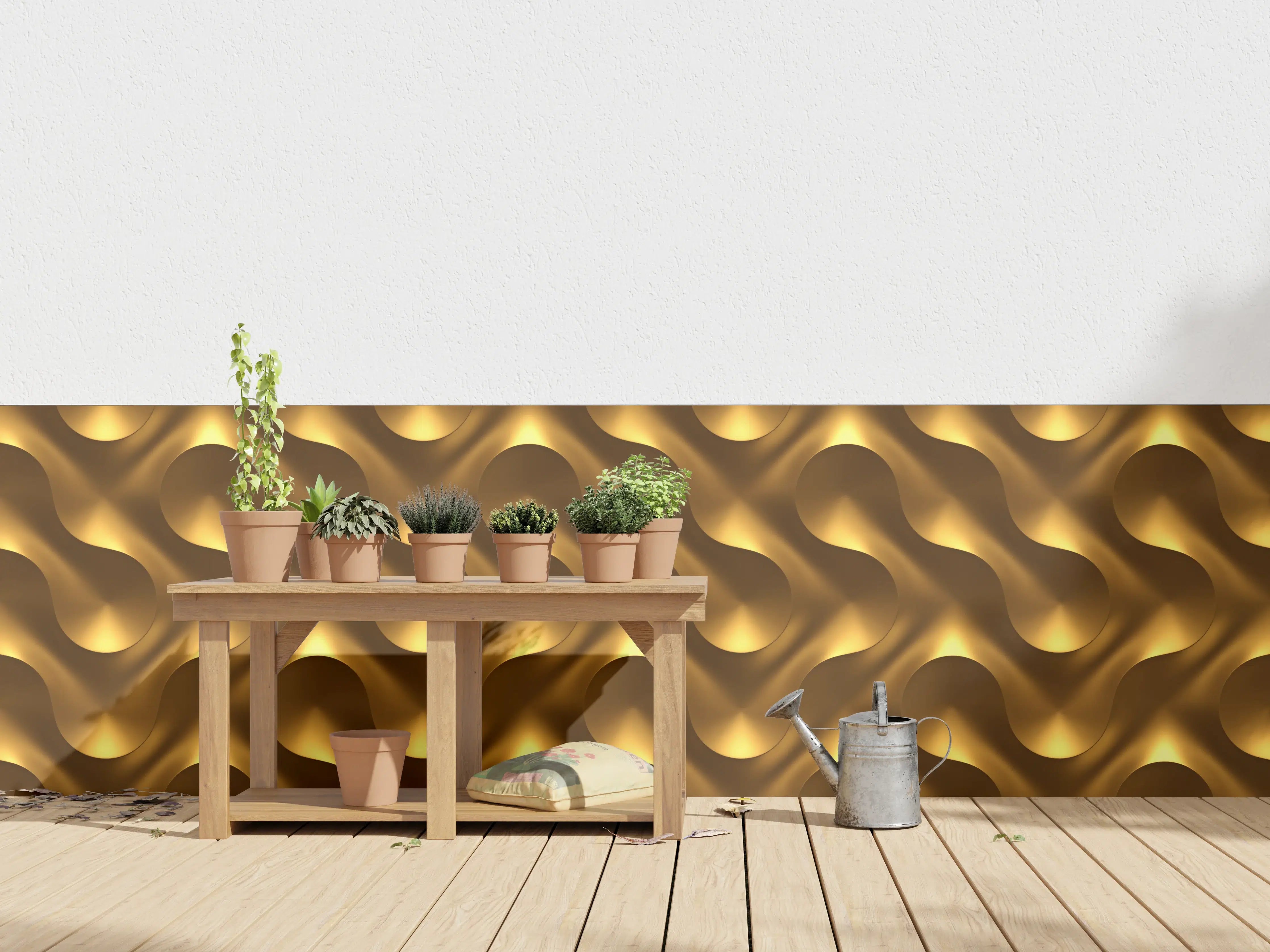 Wandverkleidung außen - Goldenes Wellen Muster
