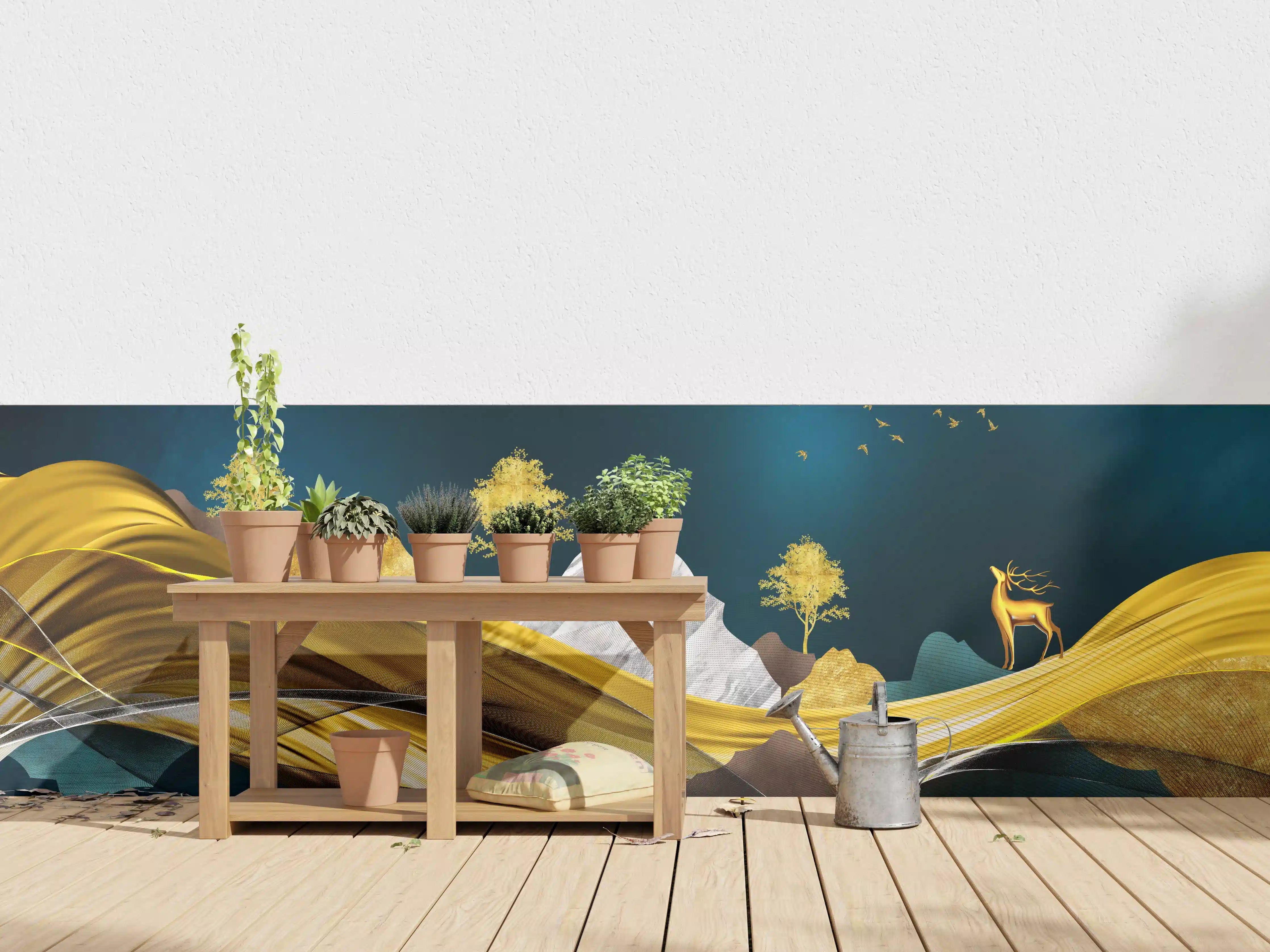 Wandverkleidung außen - Goldenes Wellendesign - 3D 