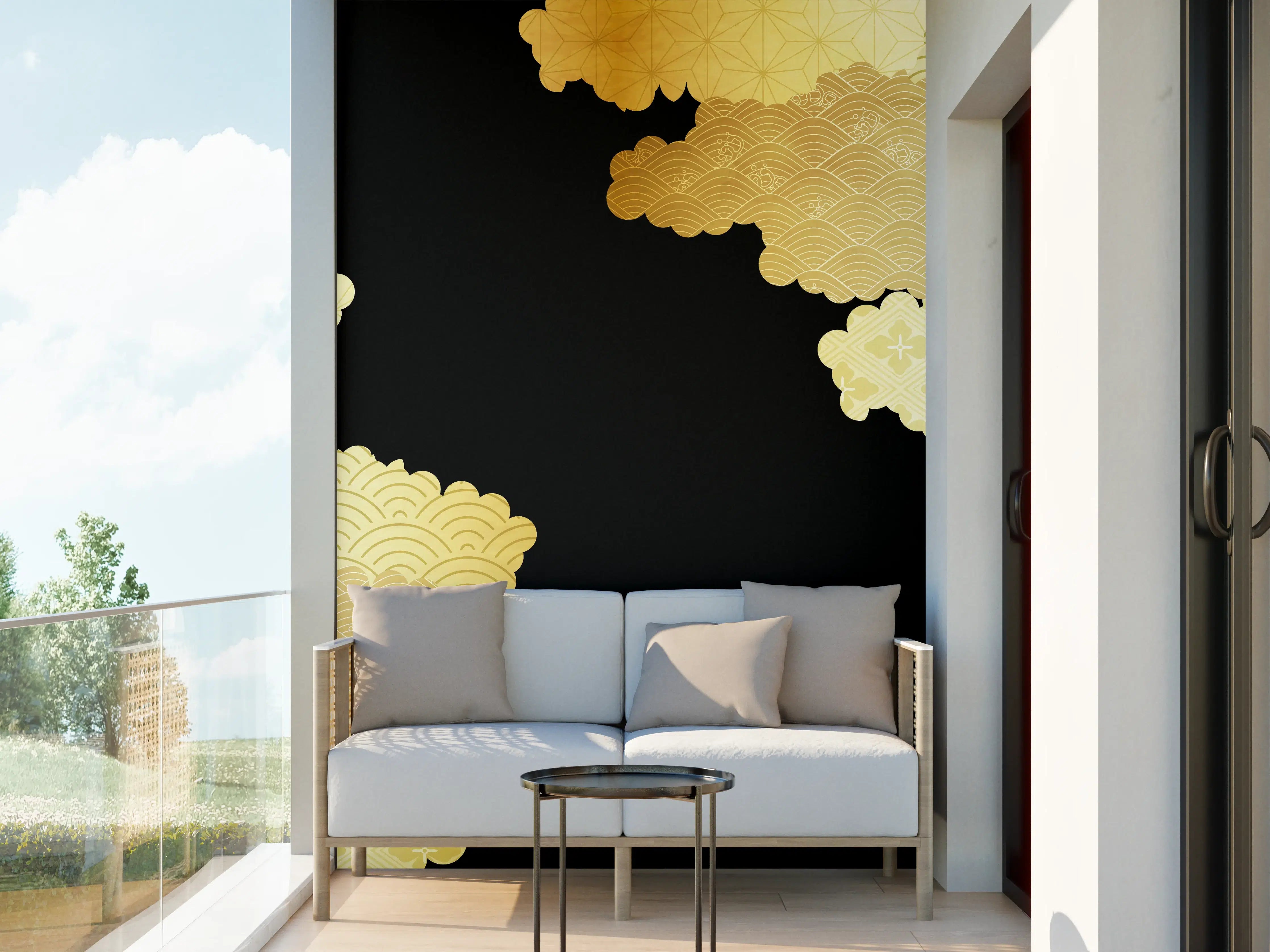 Wandverkleidung außen - Goldenes Wolkendesign Muster