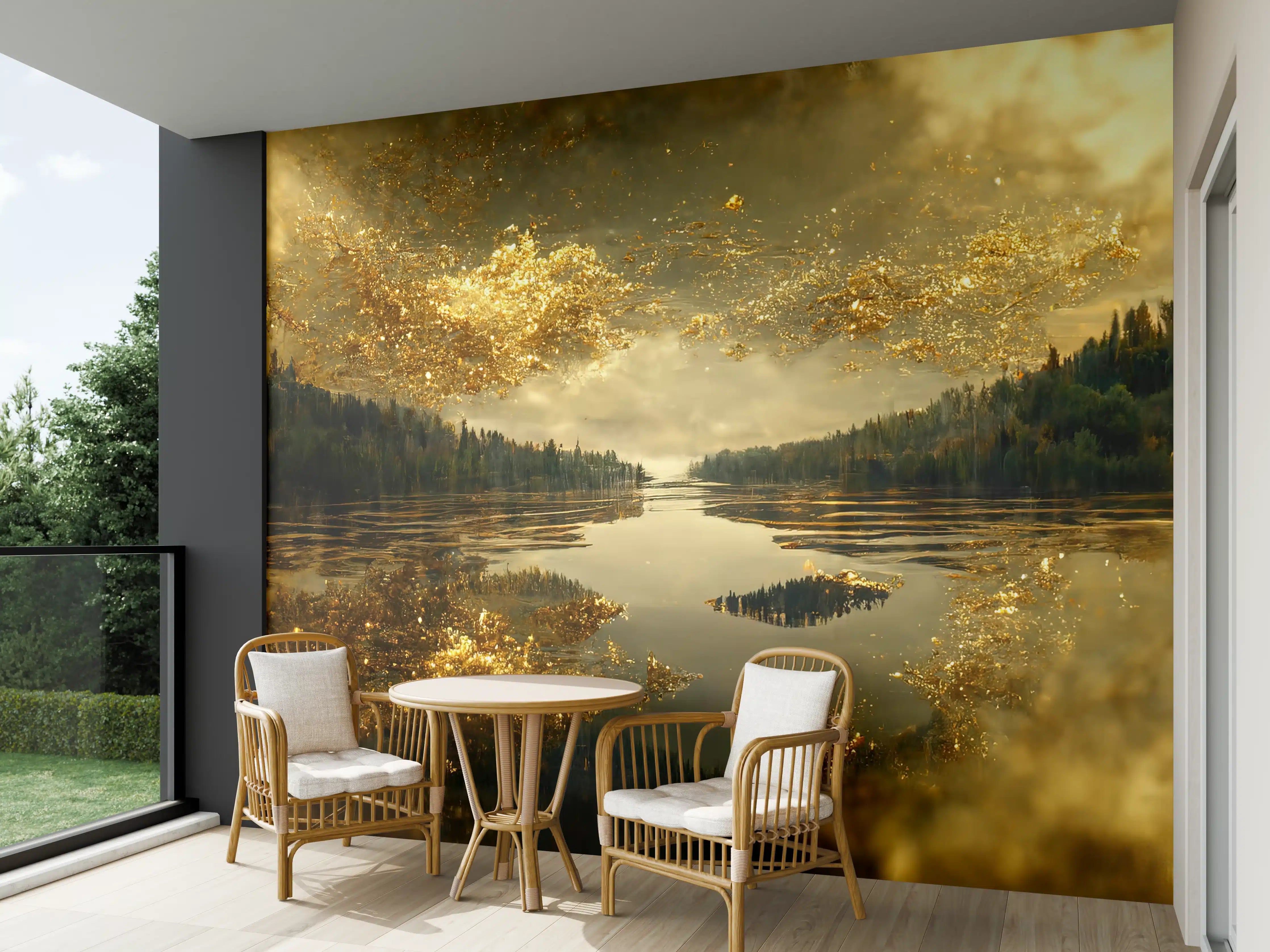 Wandverkleidung außen - Goldstaub über Fluss