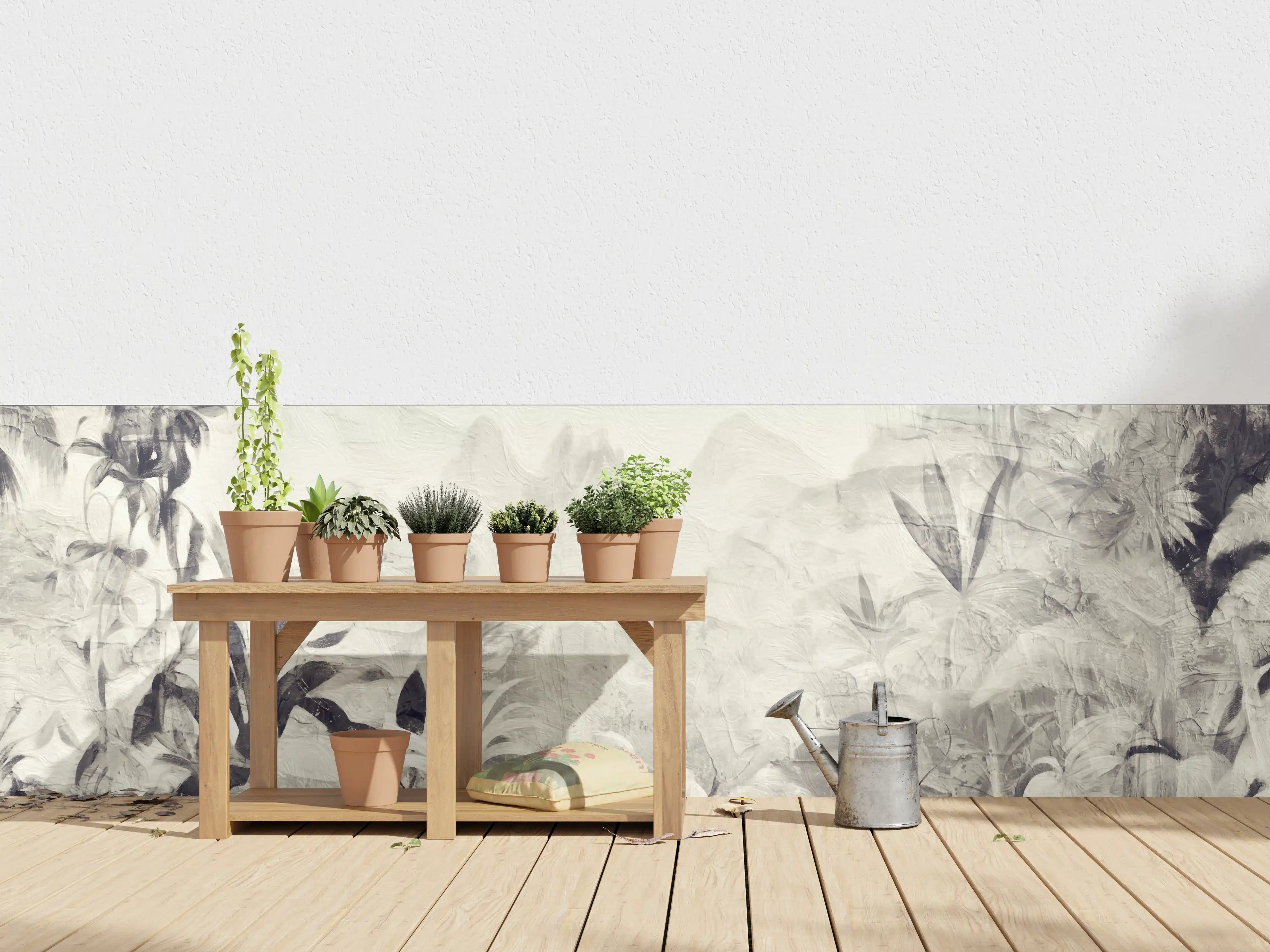 Wandverkleidung außen - Gräuliche Landschaft - Floral