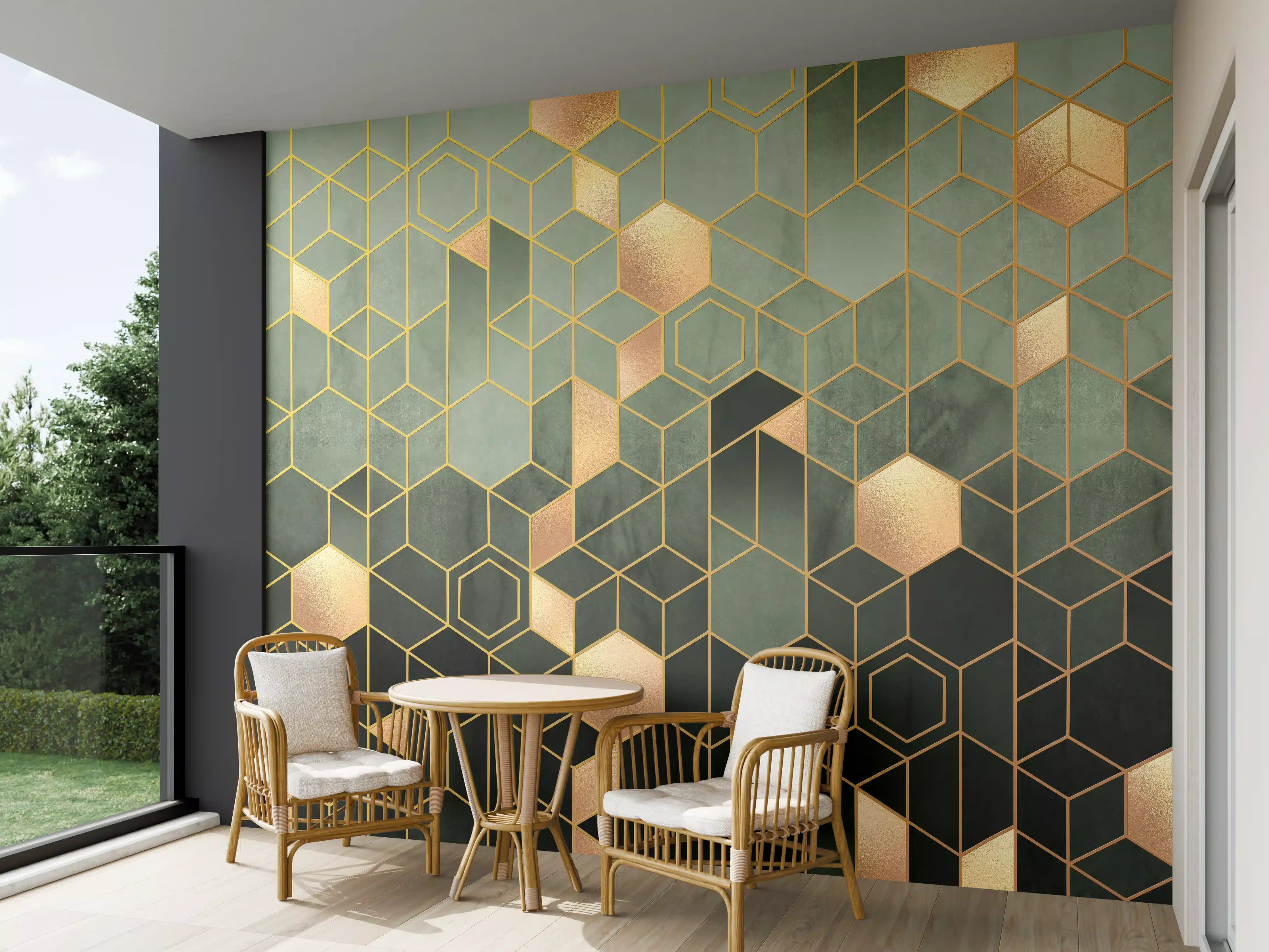 Wandverkleidung außen - Gräuliche Sechseck Struktur