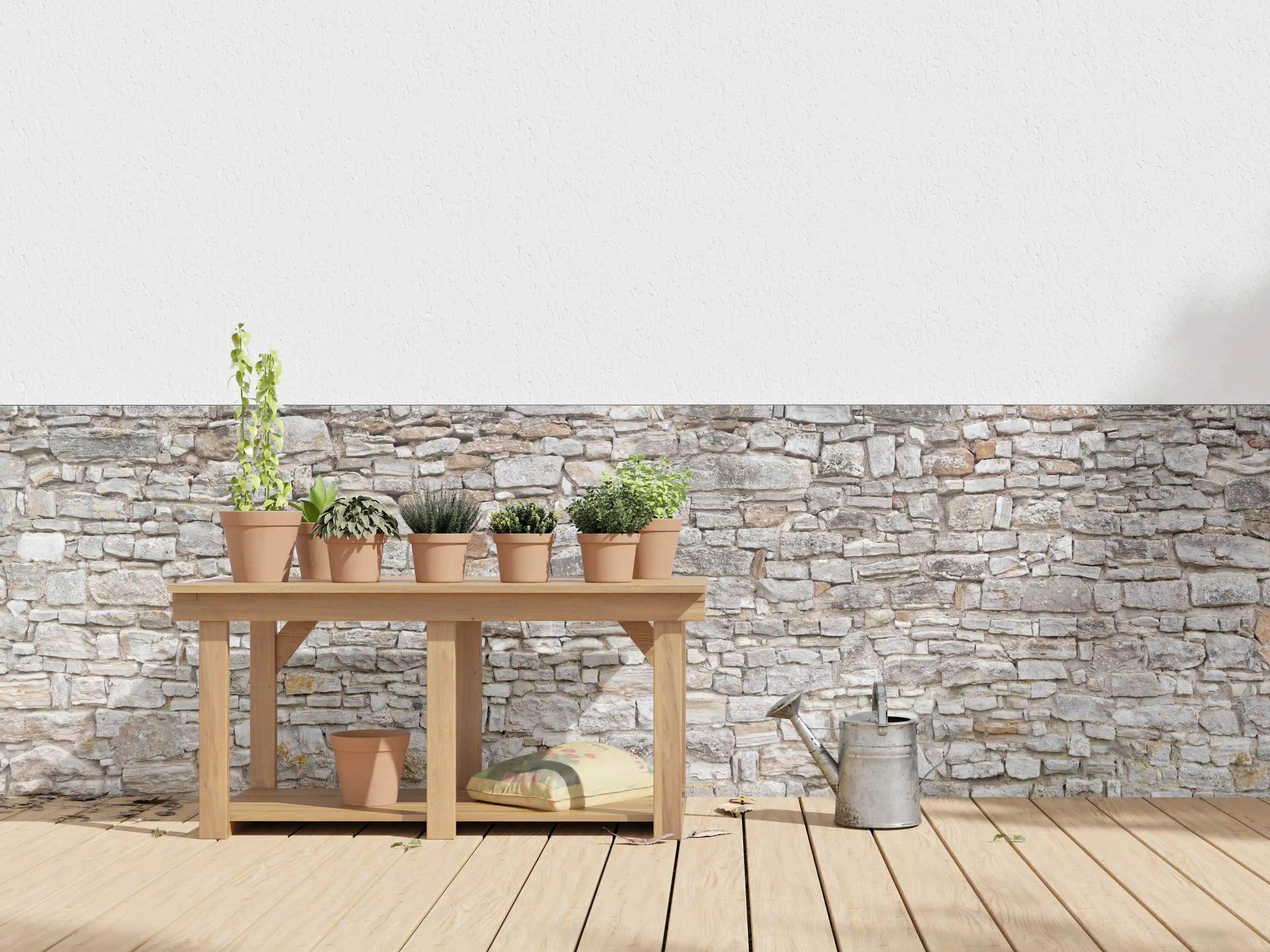 Wandverkleidung außen - Gräuliche alte Mauer aus groben Steinen