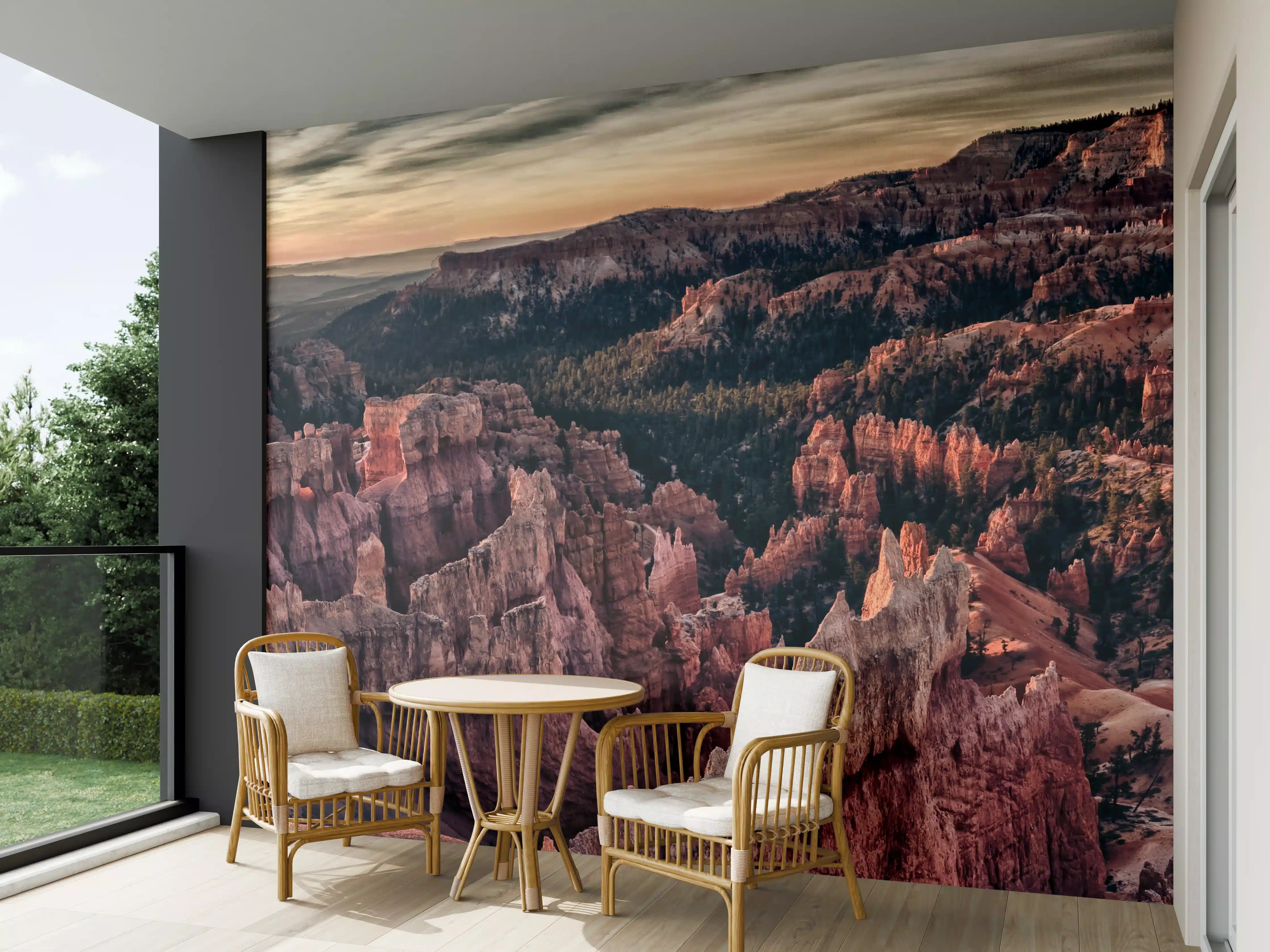 Wandverkleidung außen - Grandioser Blick auf die Canyon-Landschaft bei Sonnenuntergang