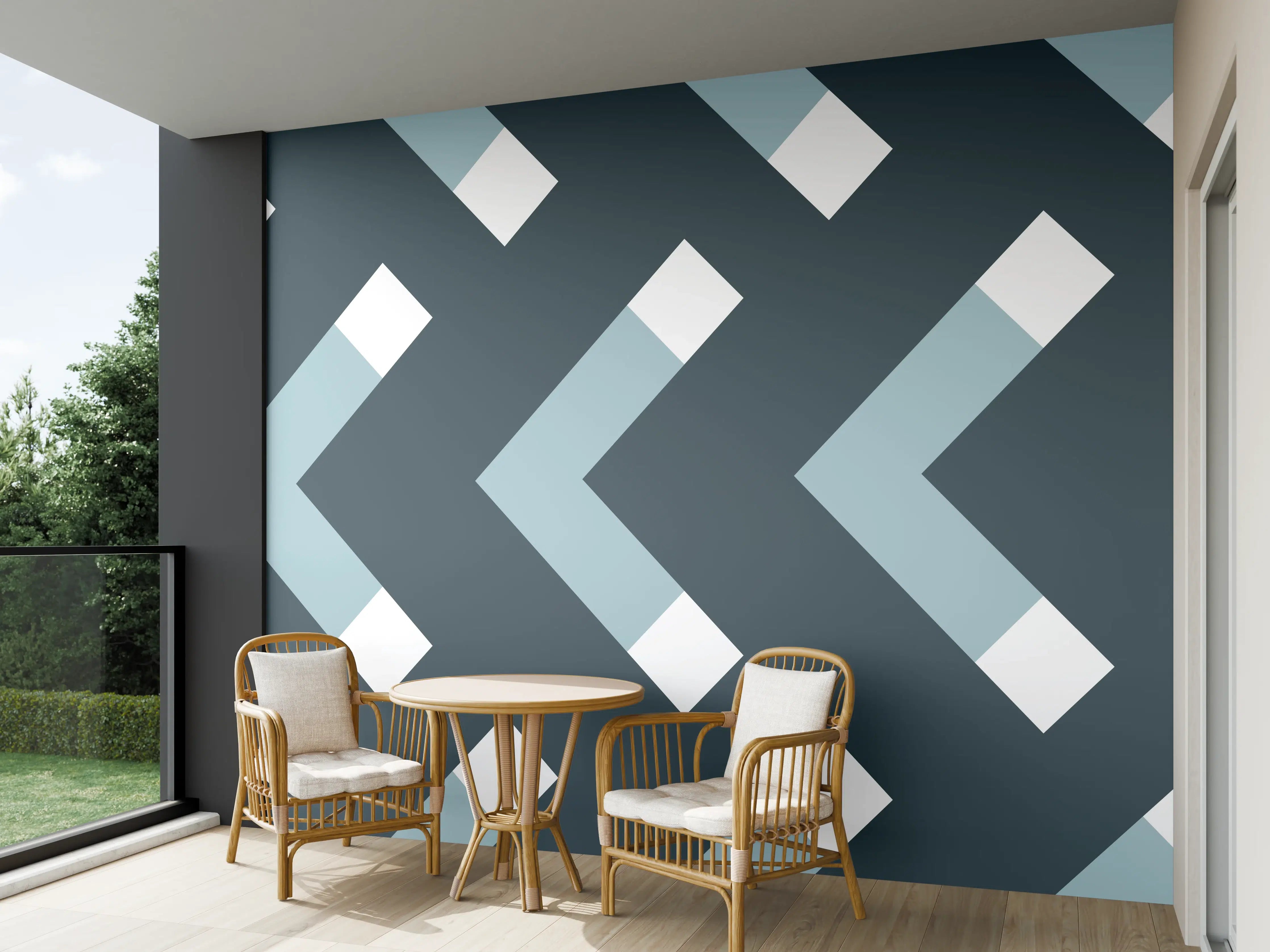 Wandverkleidung außen - Grau-Weißes Chevron Muster