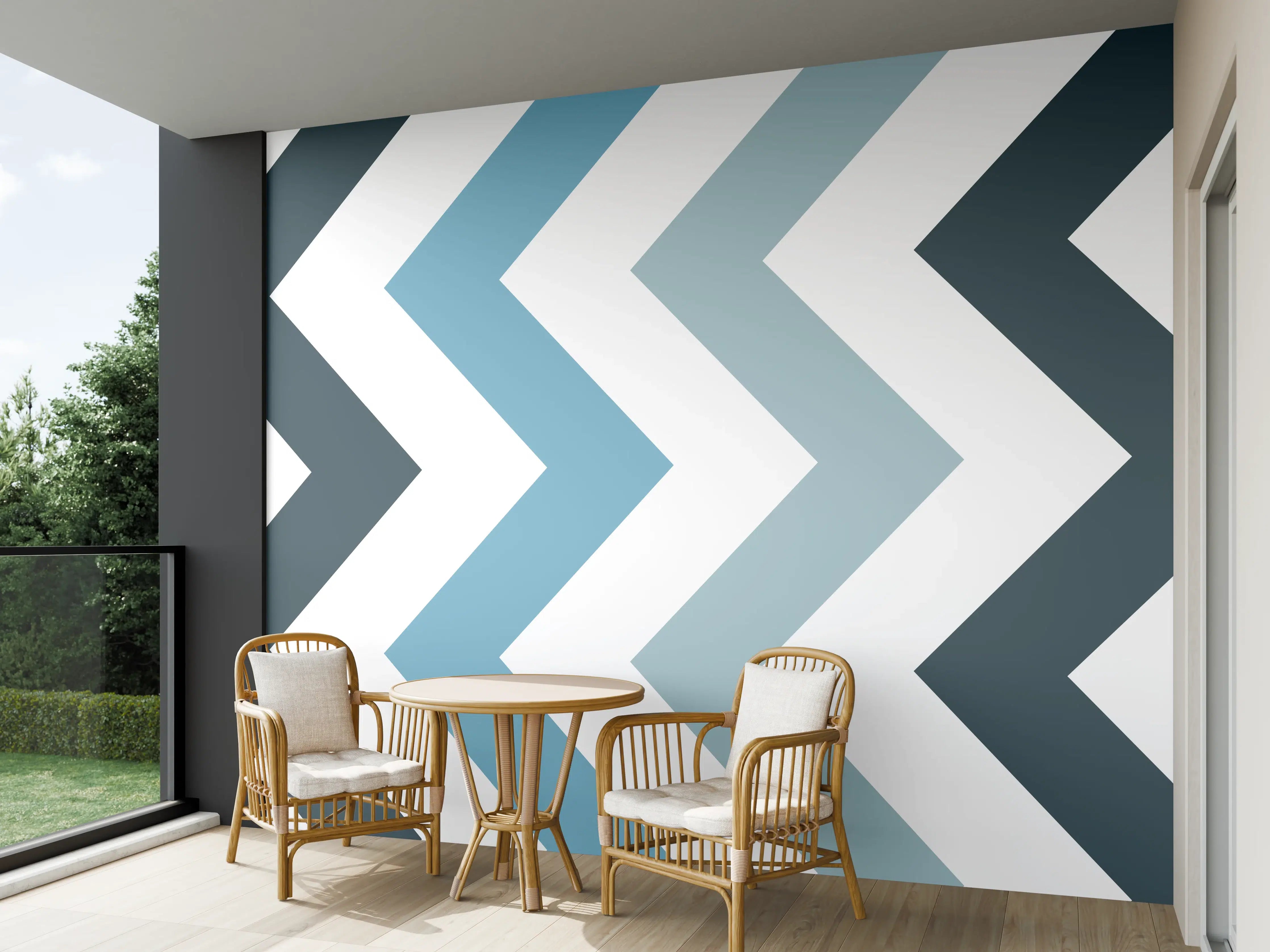 Wandverkleidung außen - Grau-Weißes Zick-Zack-Design