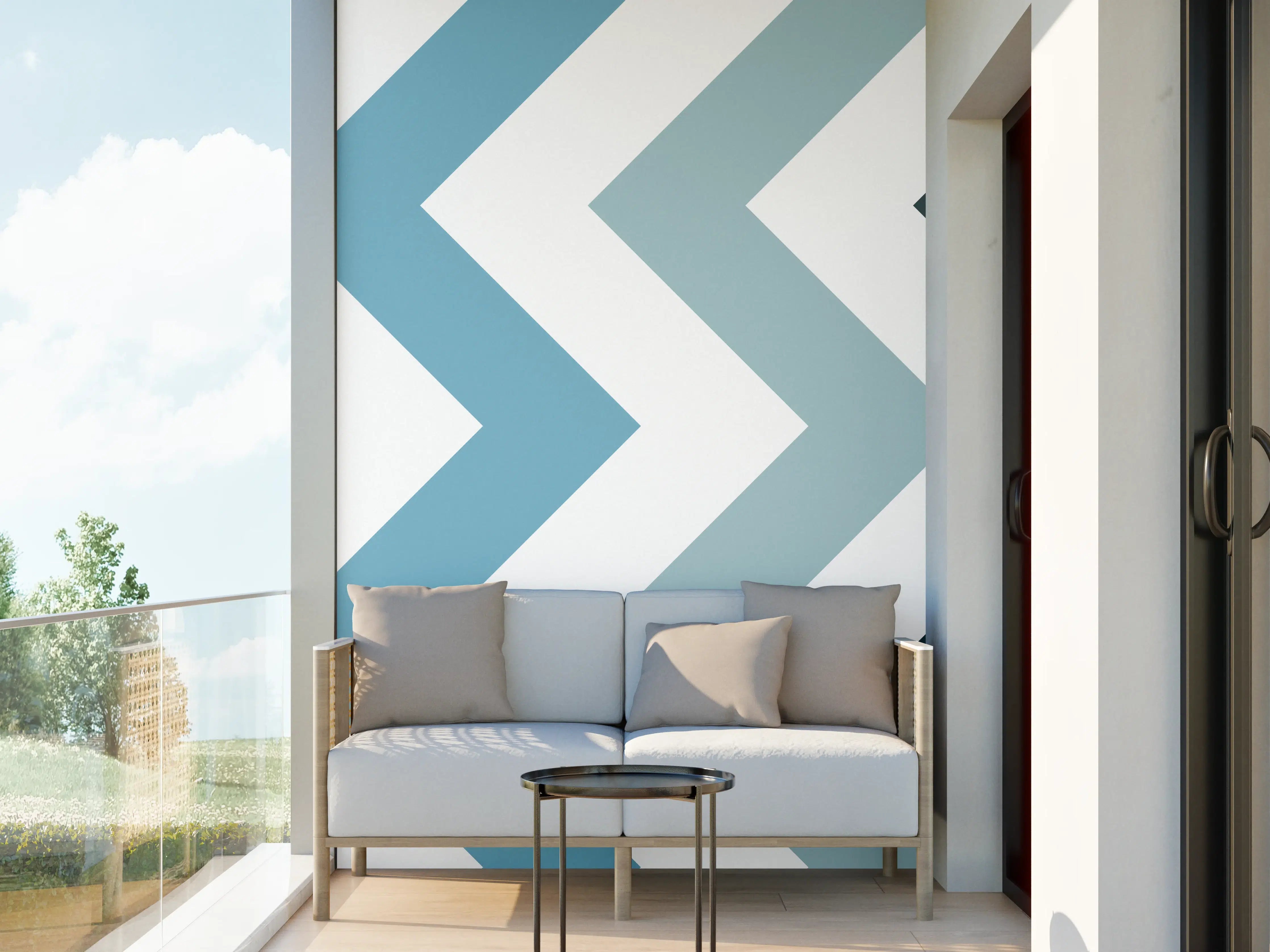 Wandverkleidung außen - Grau-Weißes Zick-Zack-Design