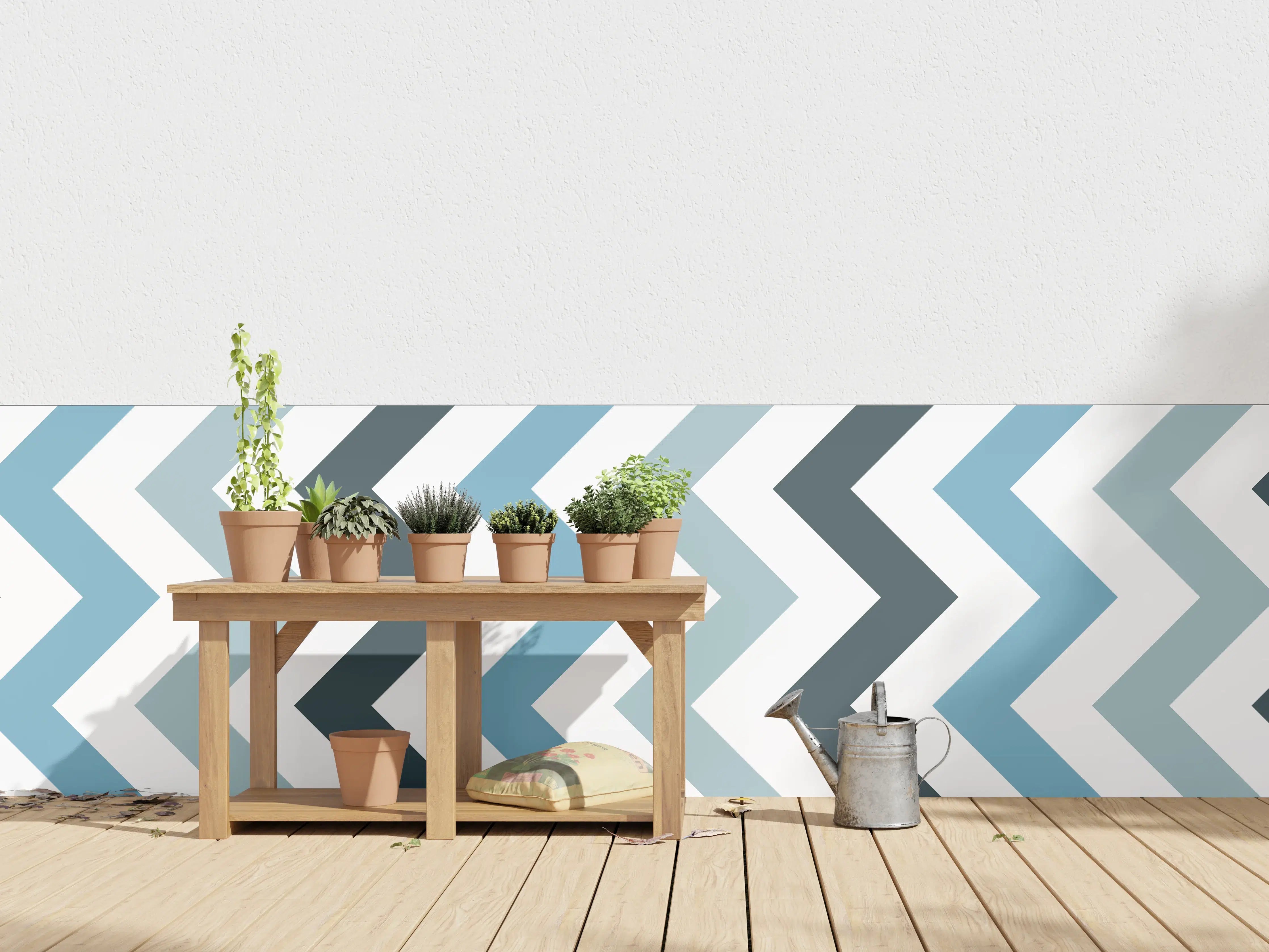 Wandverkleidung außen - Grau-Weißes Zick-Zack-Design