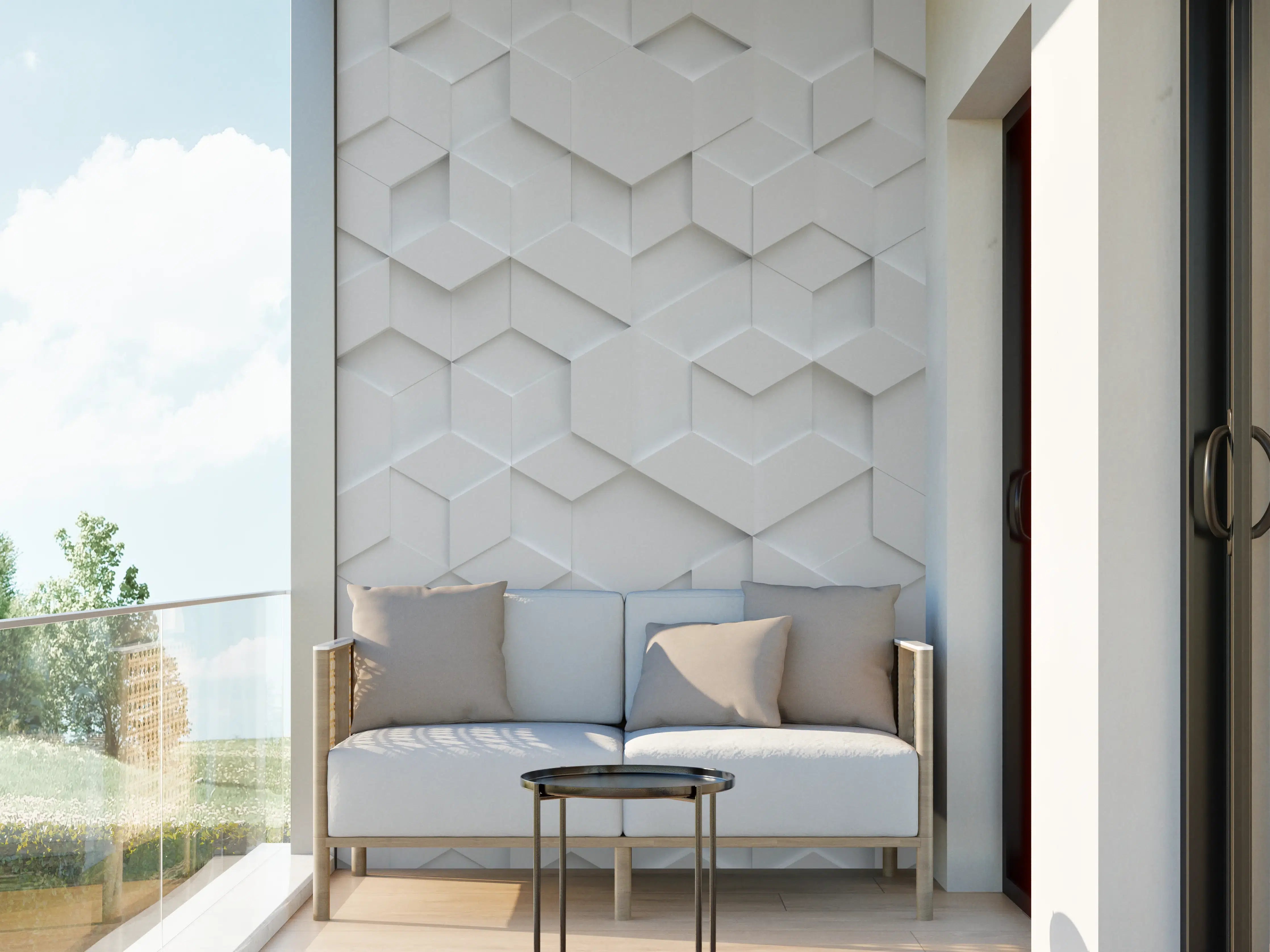 Wandverkleidung außen - Graue 3D-Wandpaneele im Geometrik-Design