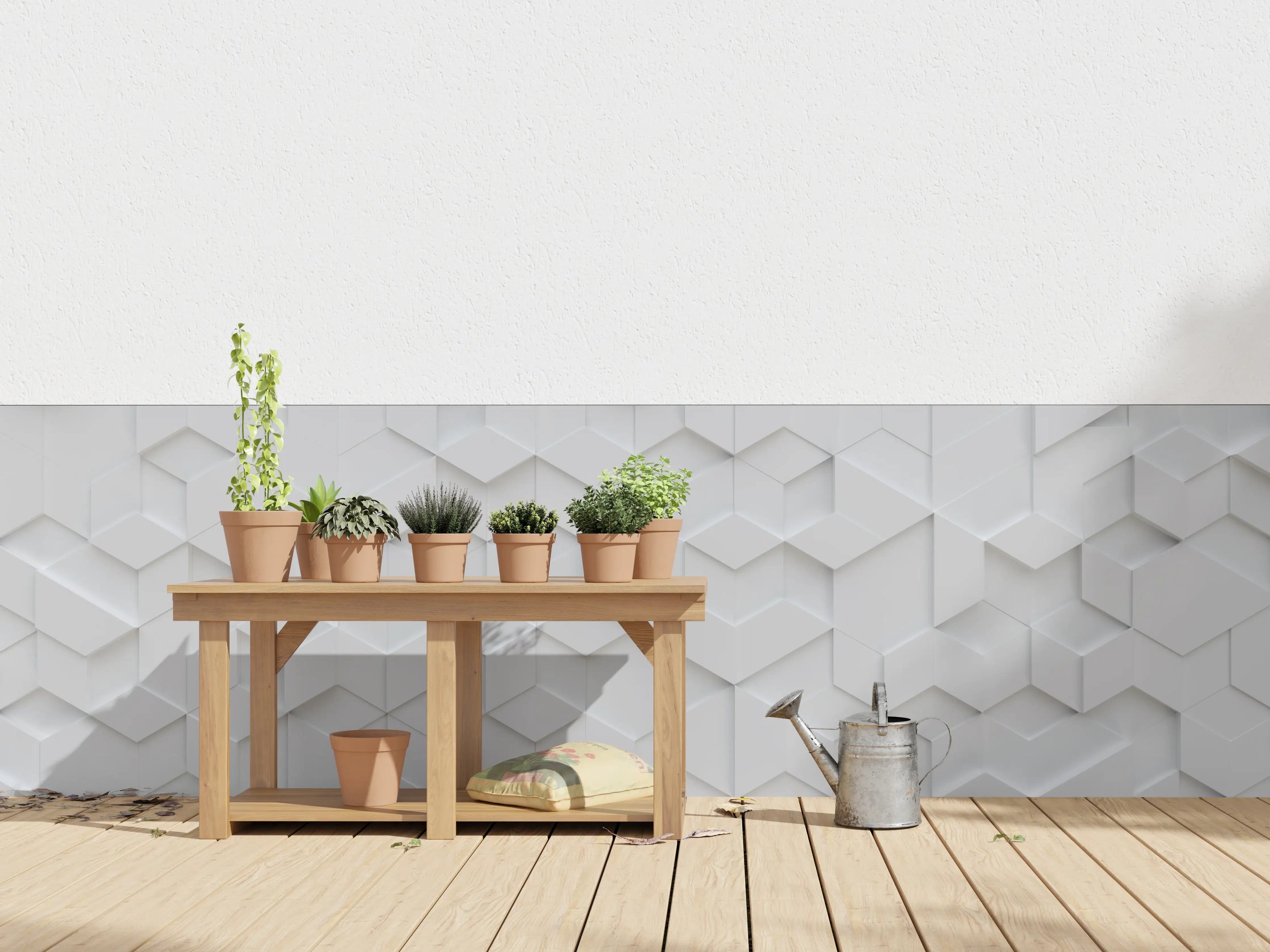 Wandverkleidung außen - Graue 3D-Wandpaneele im Geometrik-Design
