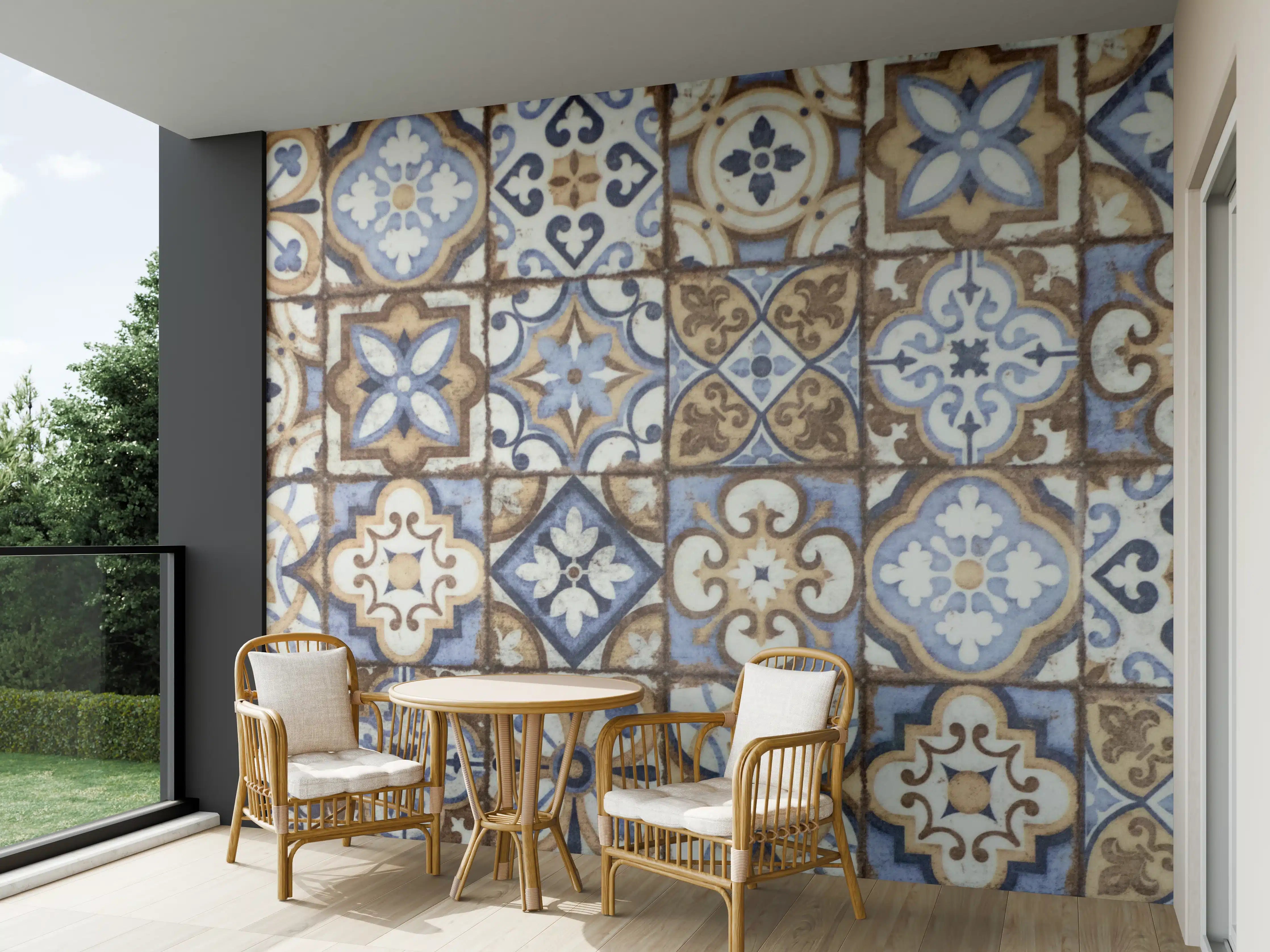 Wandverkleidung außen - Graue Fliesenmuster im mediterranen Stil