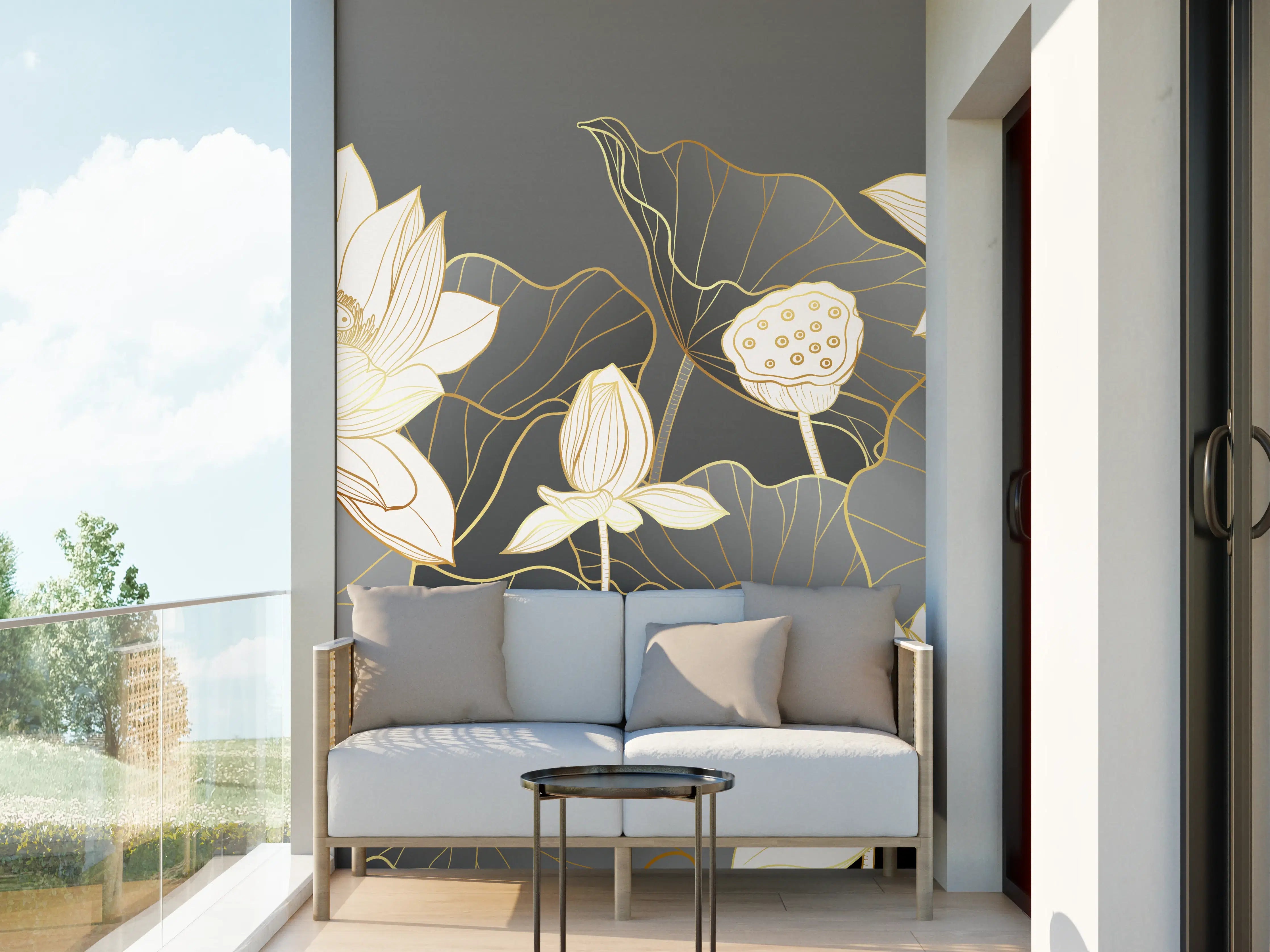 Wandverkleidung außen - Graue Lotusblumen im Schatten
