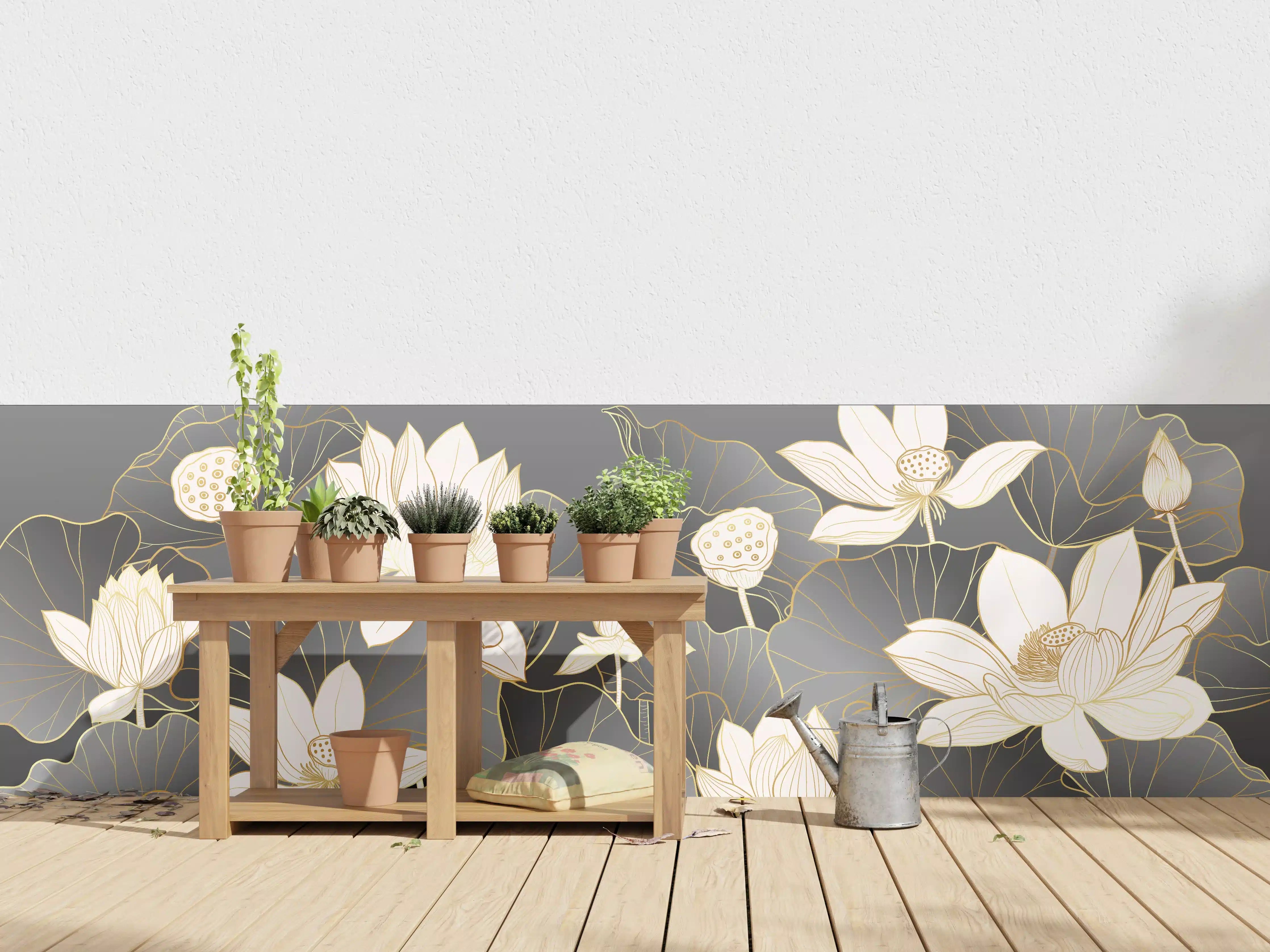 Wandverkleidung außen - Graue Lotusblumen im Schatten