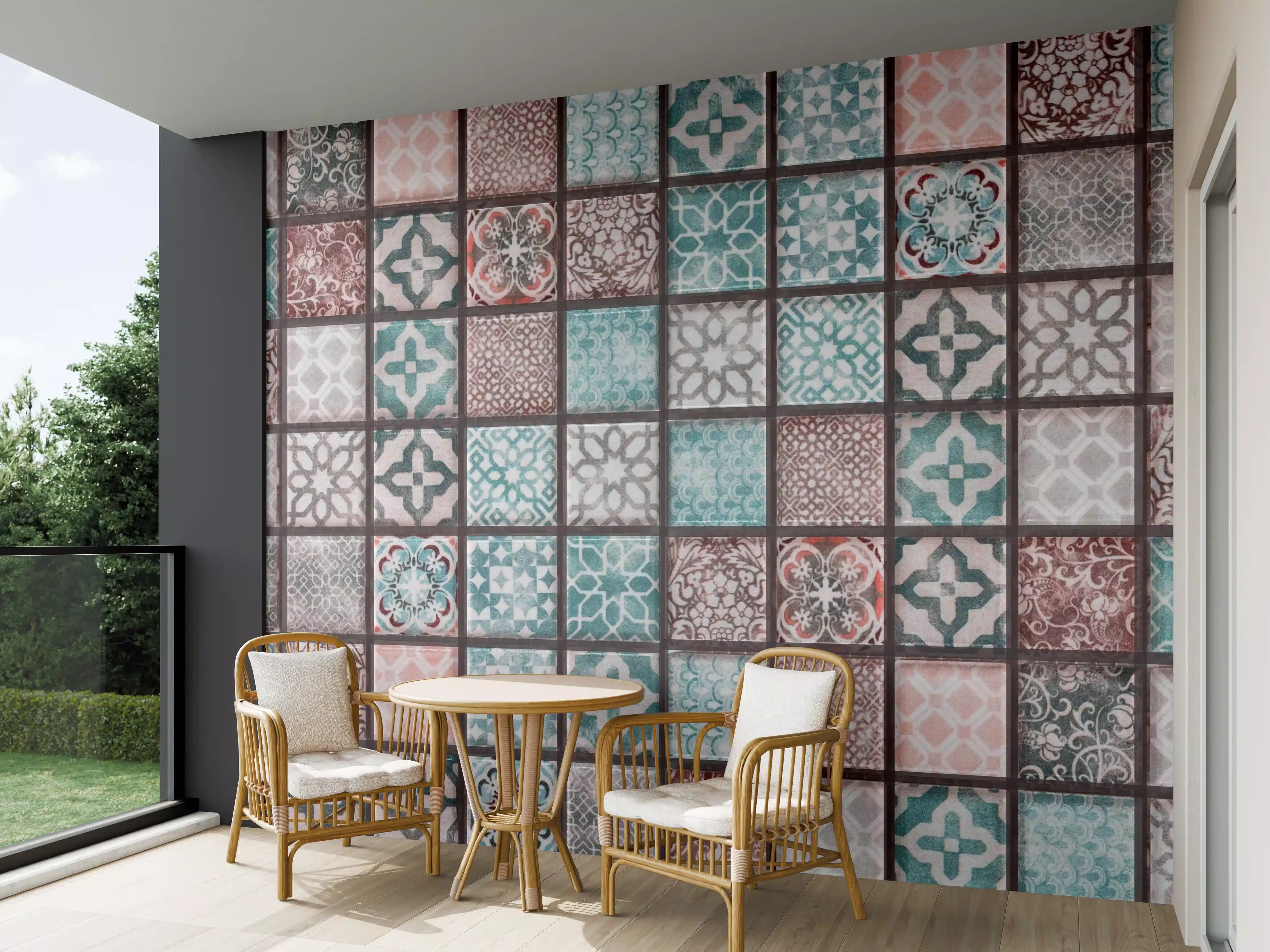 Wandverkleidung außen - Graue Mosaikfliesen im Vintage-Stil
