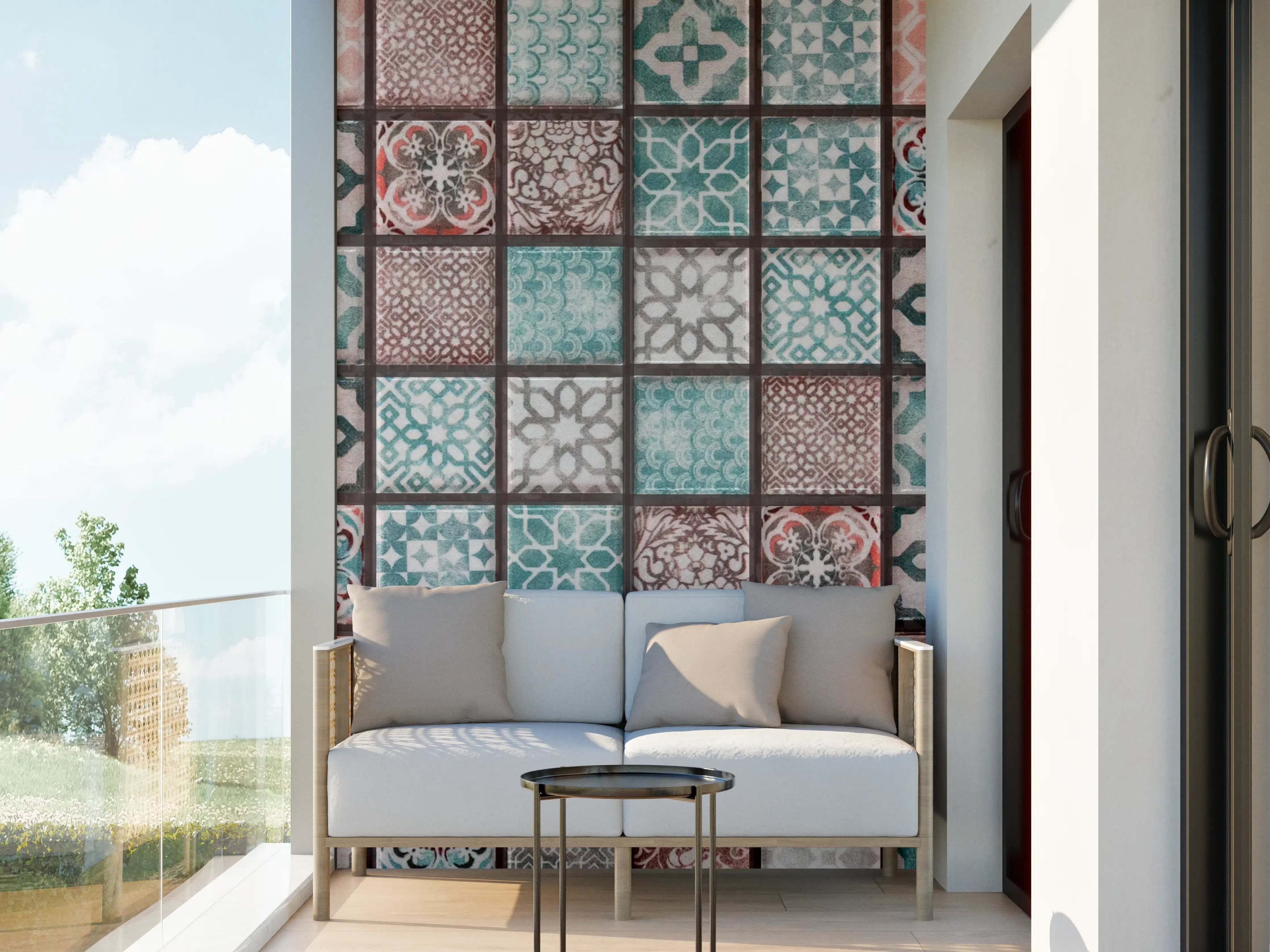 Wandverkleidung außen - Graue Mosaikfliesen im Vintage-Stil