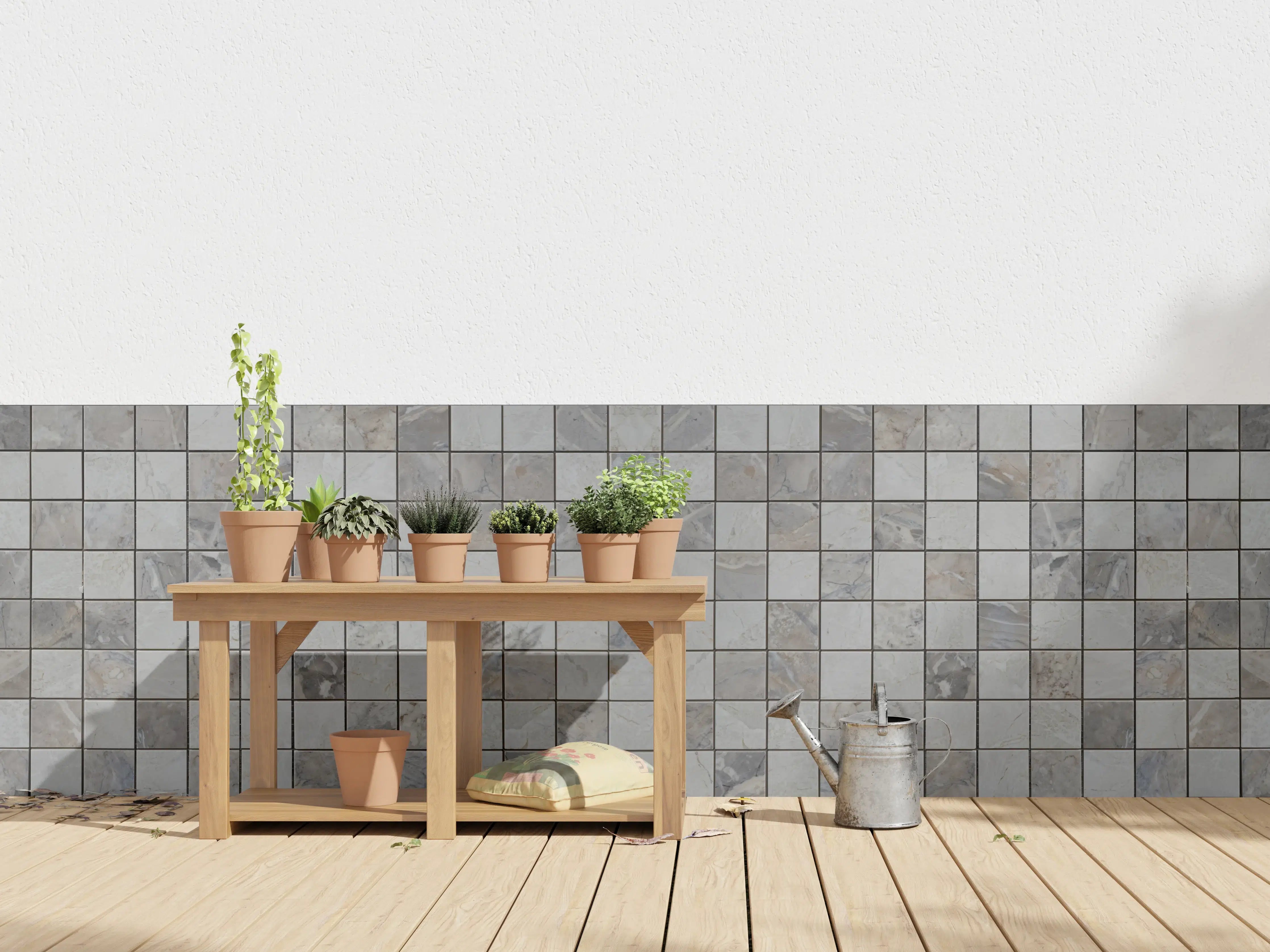 Wandverkleidung außen - Graue Mosaikfliesen mit natürlicher Textur