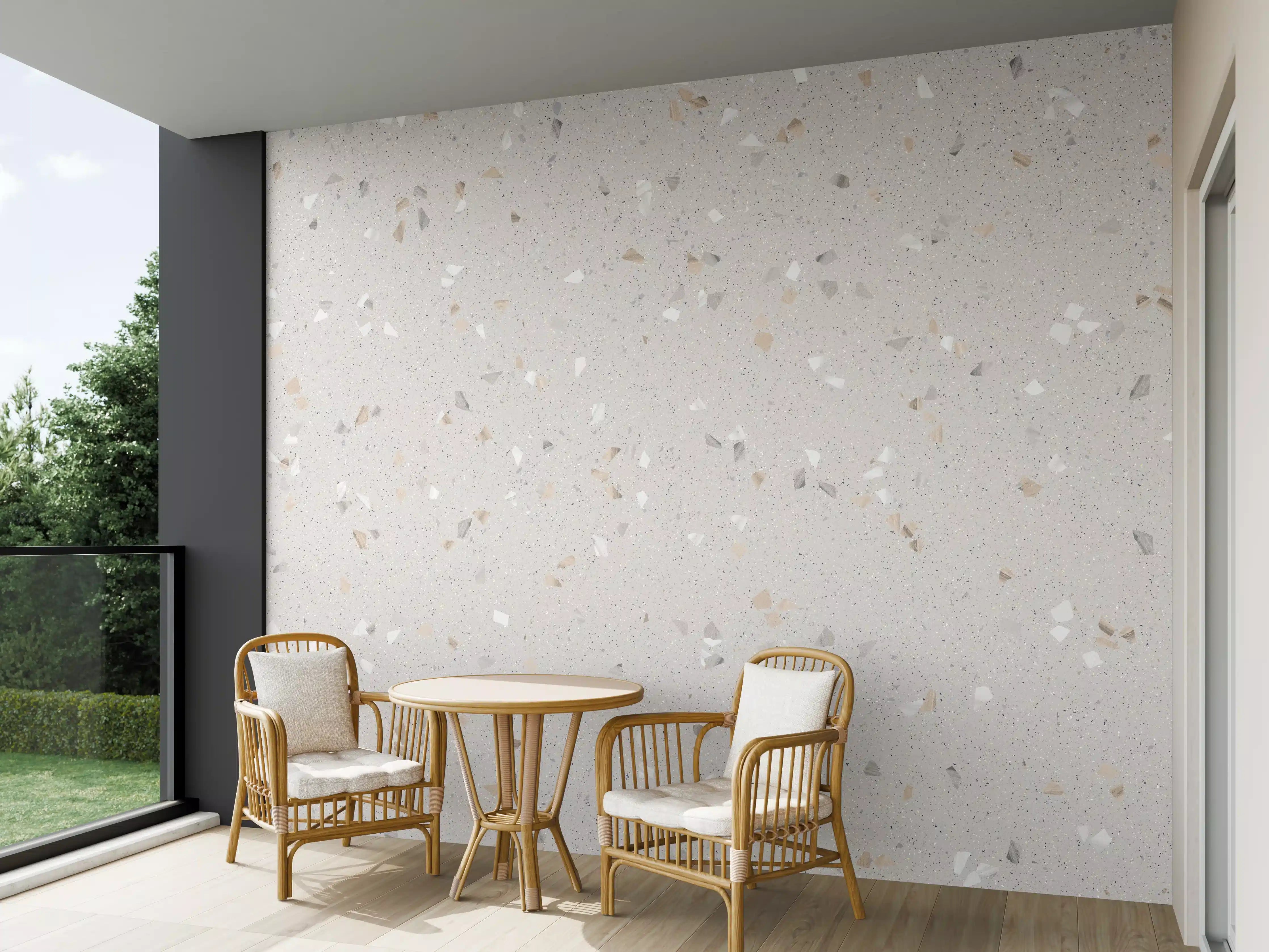 Wandverkleidung außen - Graue Mosaiksteine 