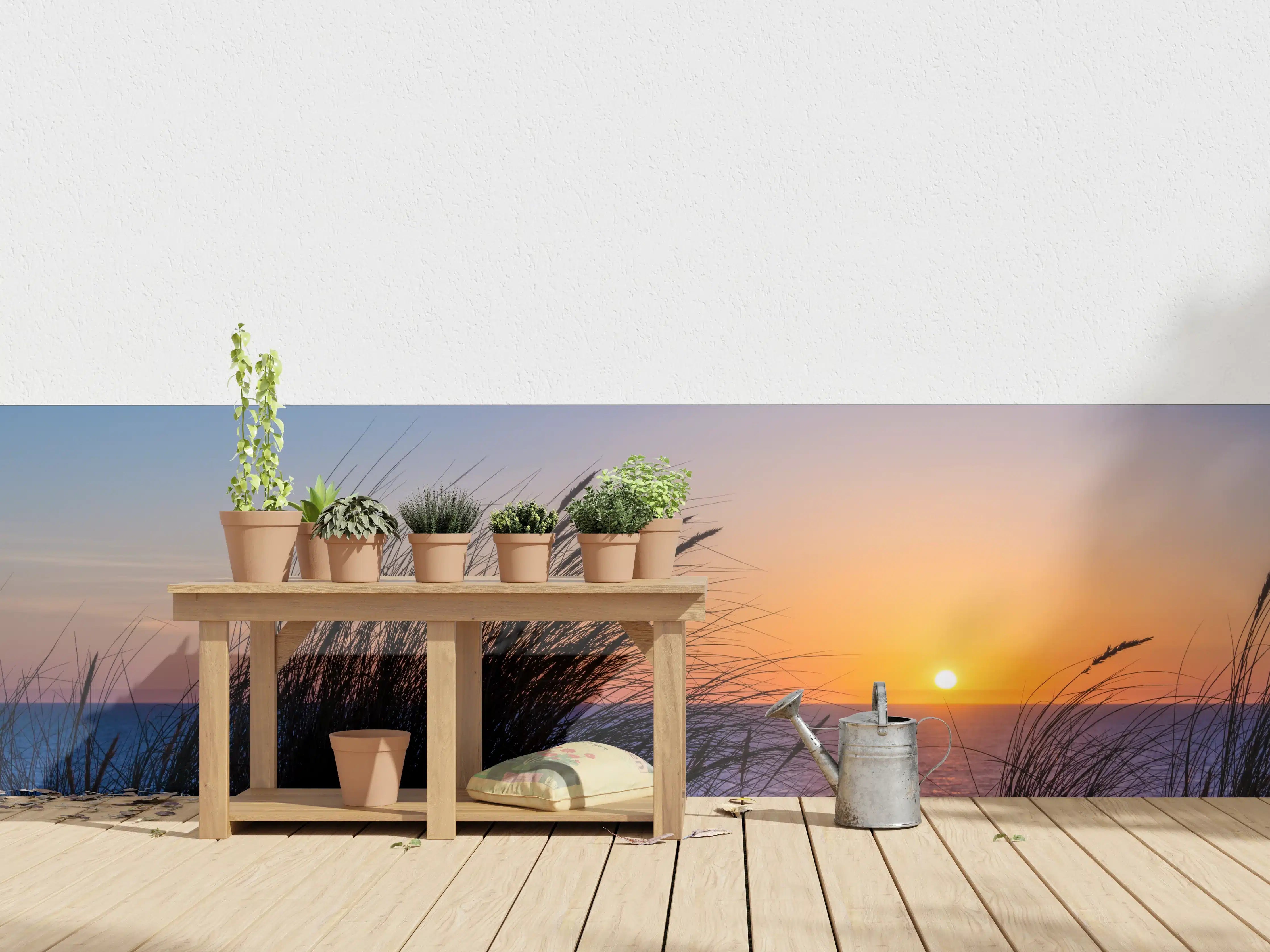 Wandverkleidung außen - Graue Sonnenuntergangsgräser am Meer