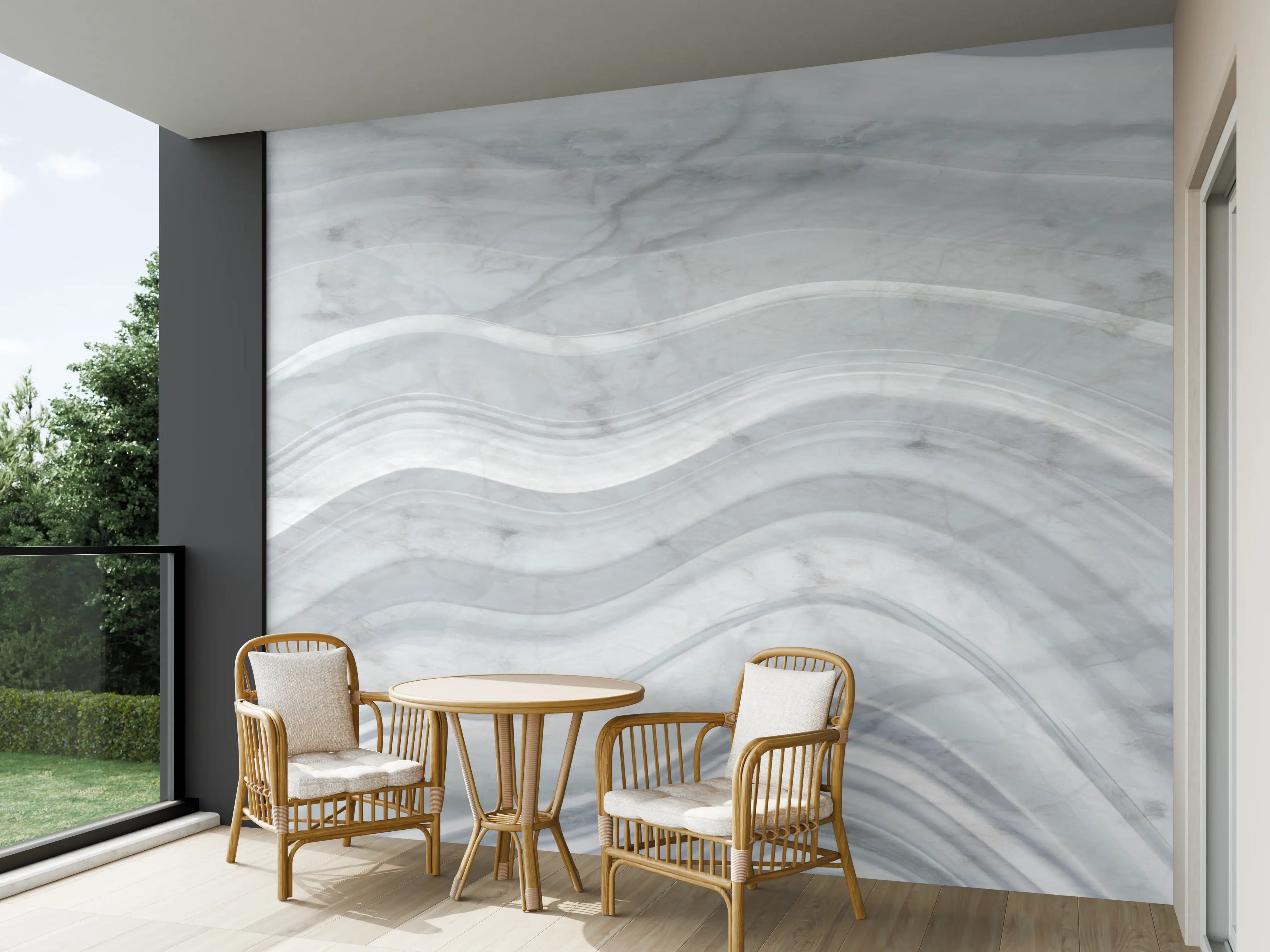 Wandverkleidung außen - Graue wellenförmige Marmor Textur