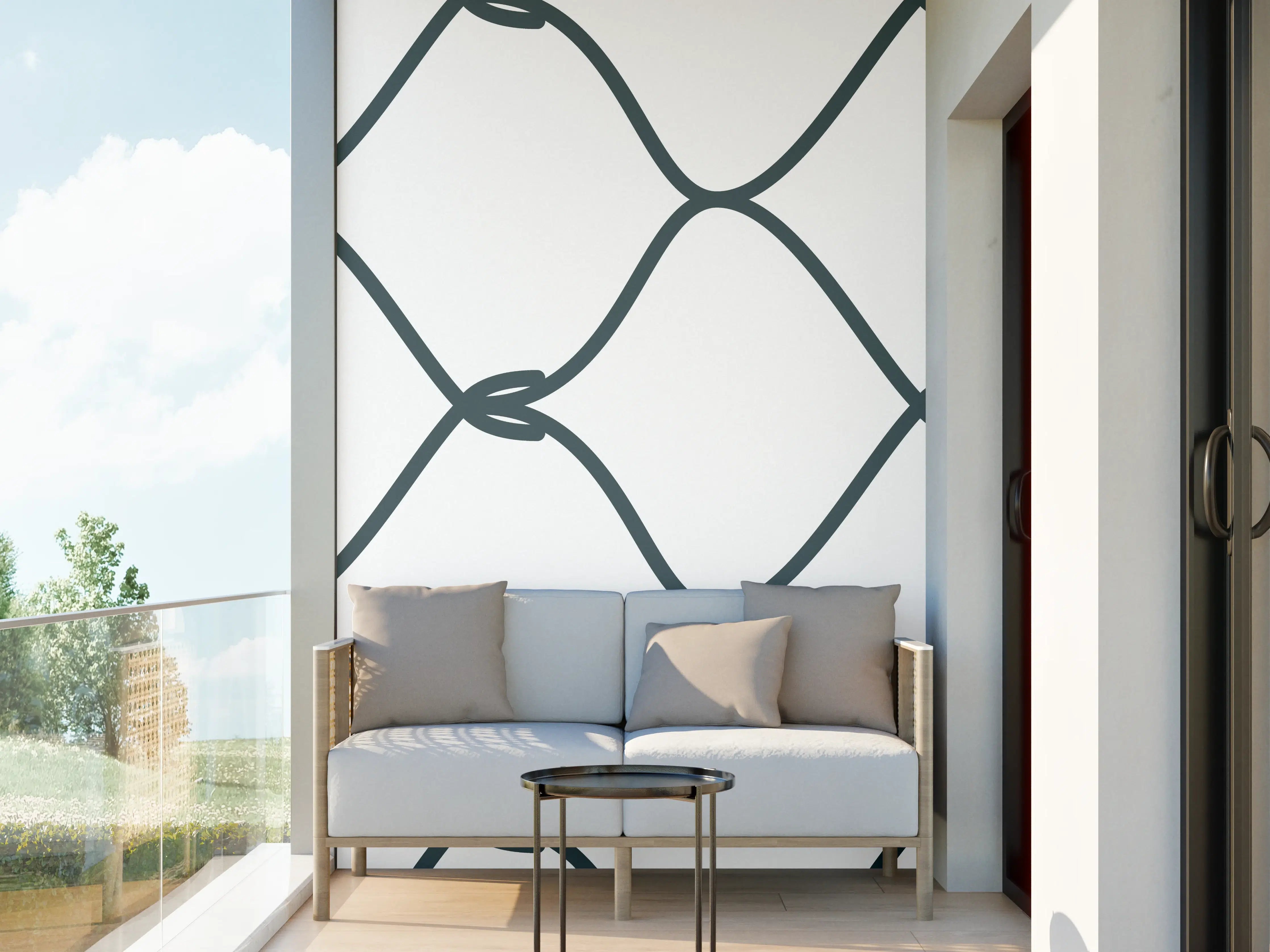 Wandverkleidung außen - Grauer Maschendrahtzaun