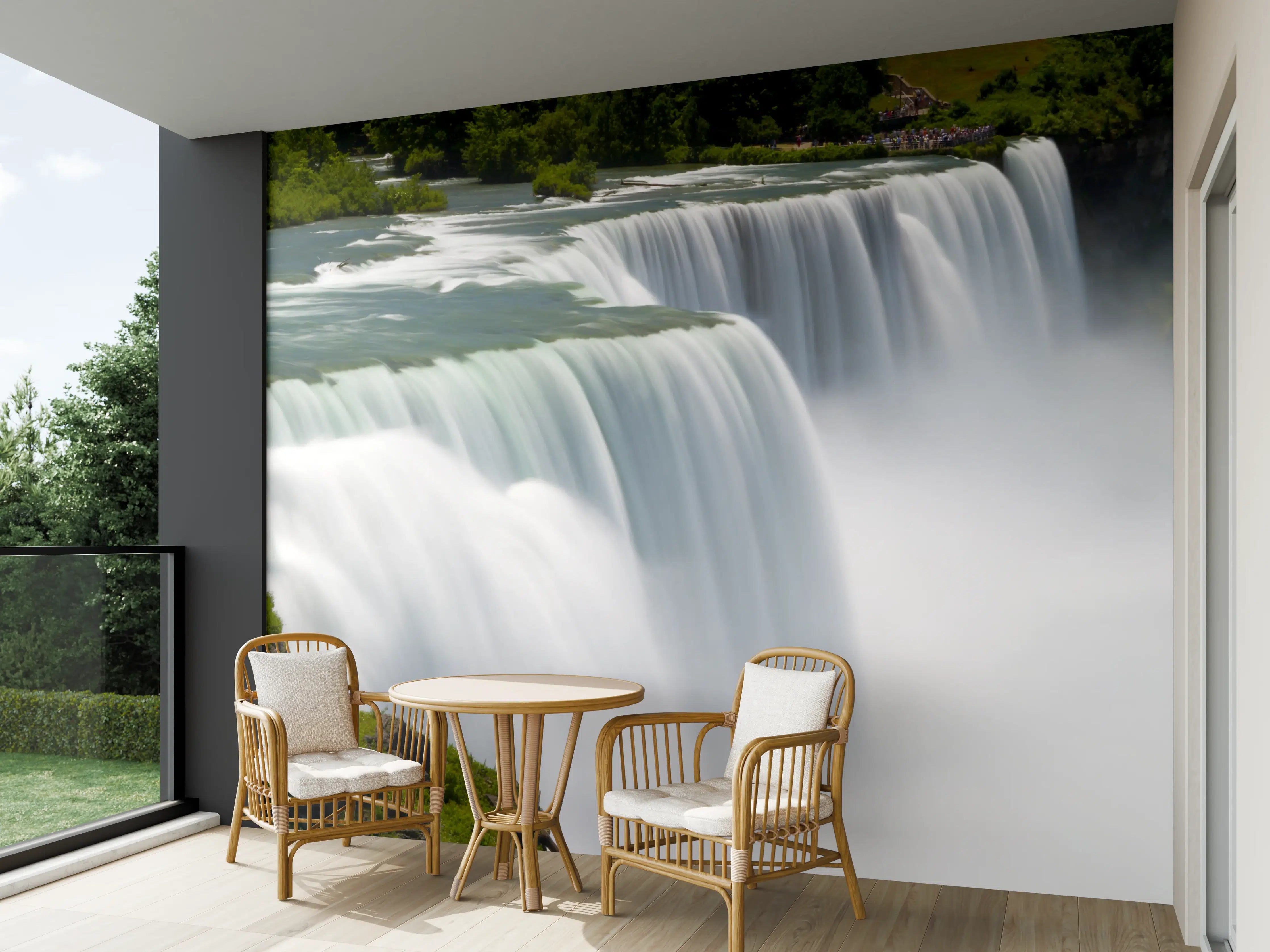 Wandverkleidung außen - Grauer Wasserfall in Grüntönen
