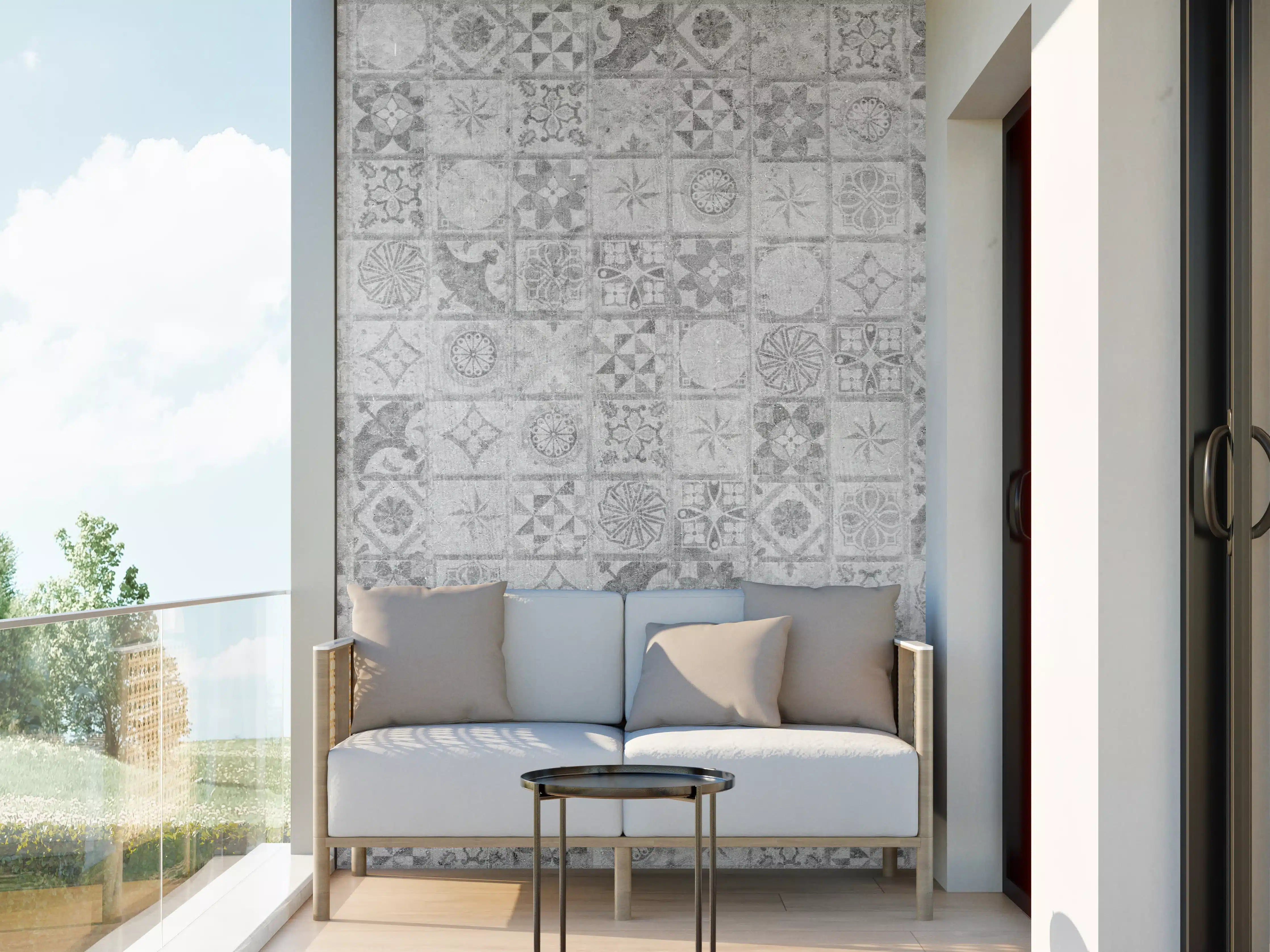 Wandverkleidung außen - Graues weißes Mosaikmotiv