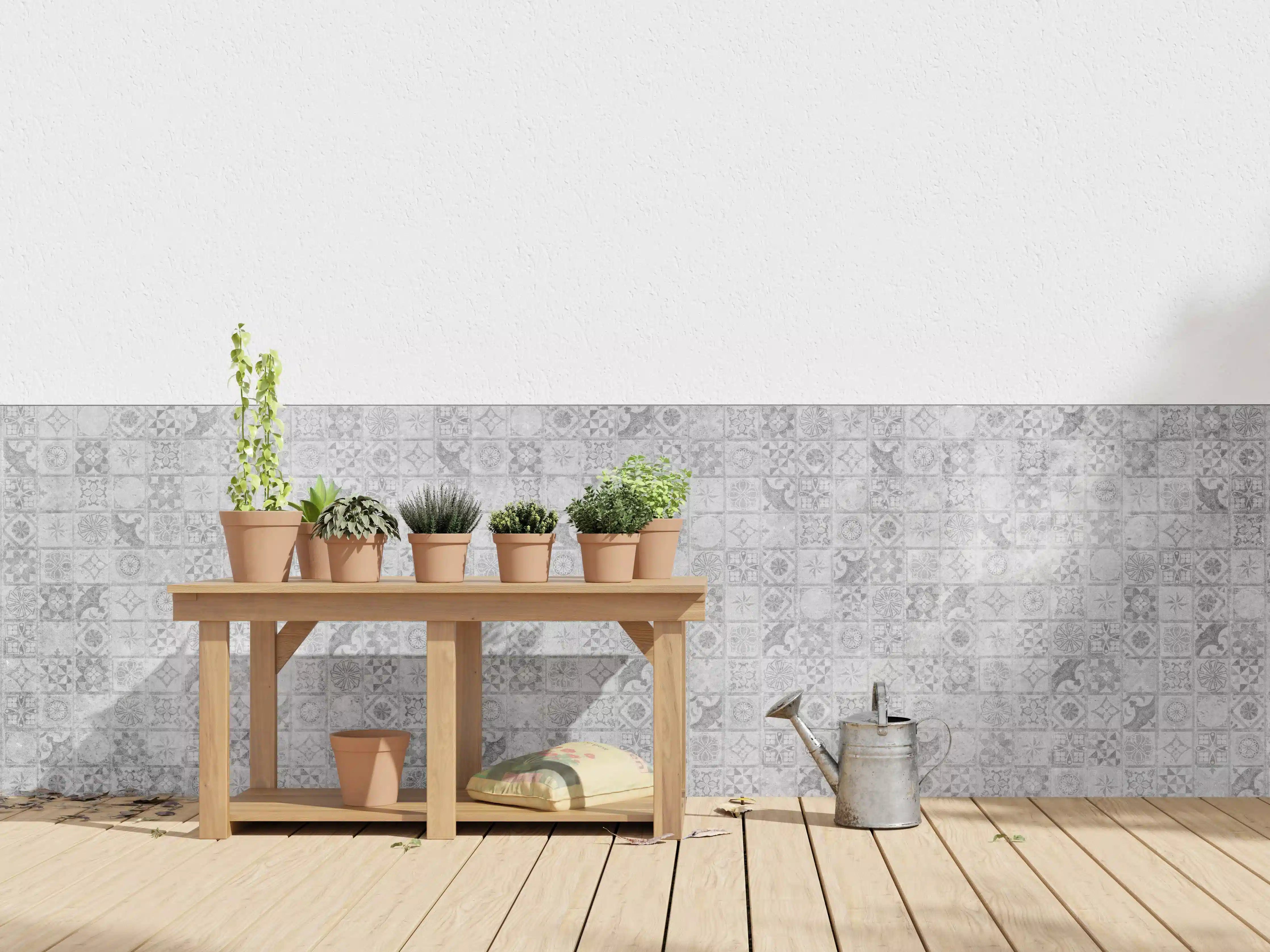 Wandverkleidung außen - Graues weißes Mosaikmotiv