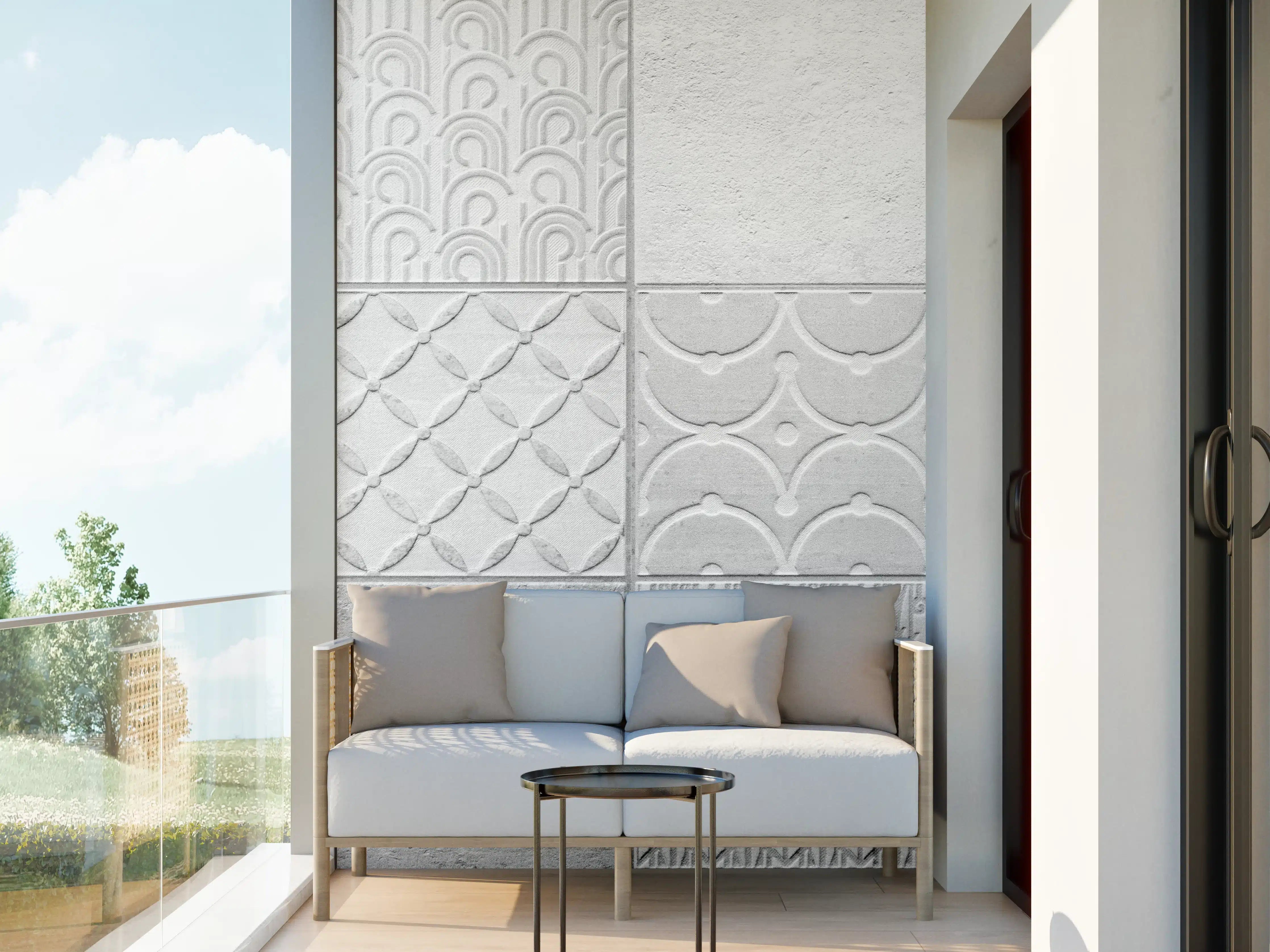 Wandverkleidung außen - Graues weißes Vintage Mosaikmotiv