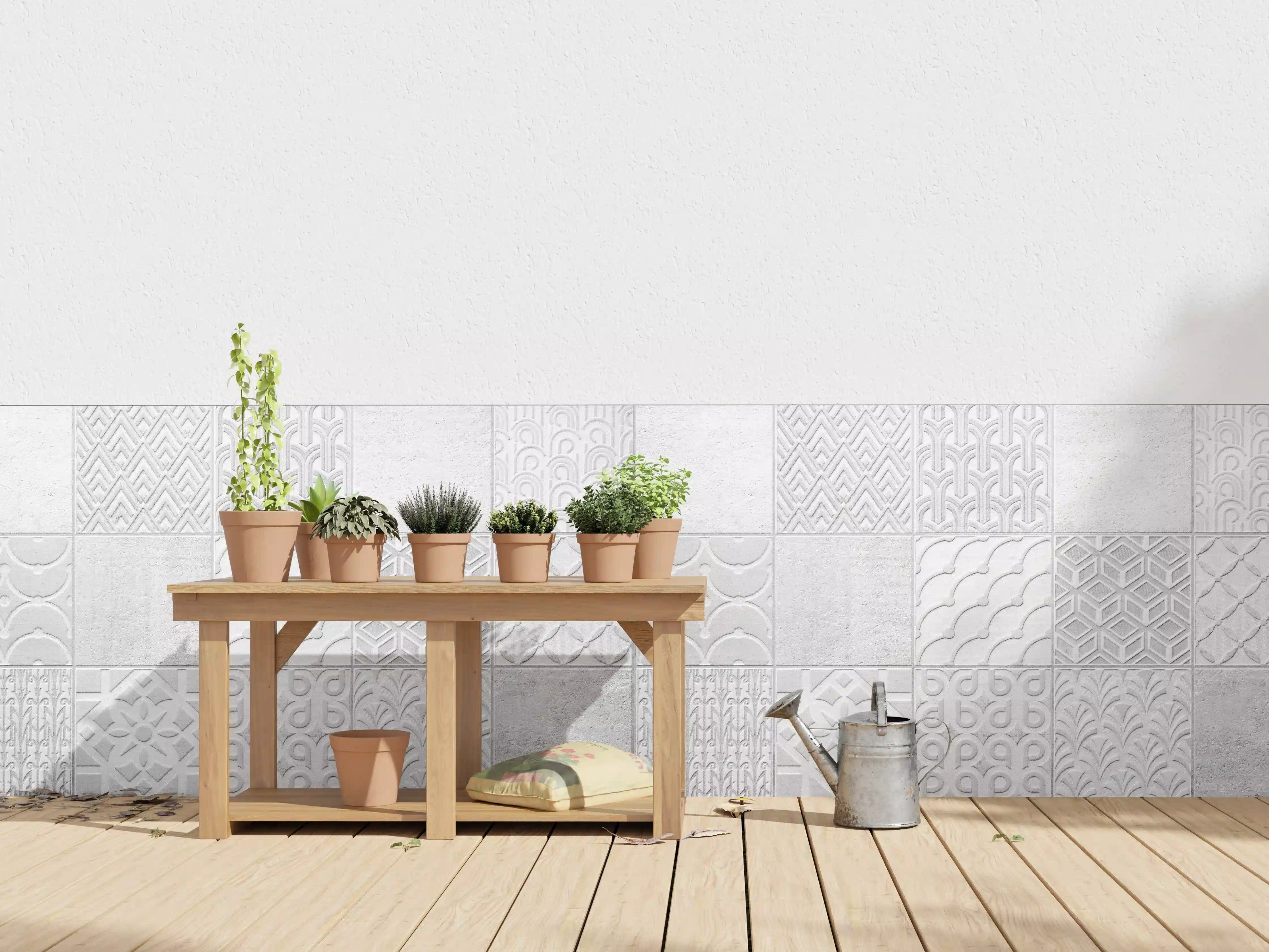 Wandverkleidung außen - Graues weißes Vintage Mosaikmotiv