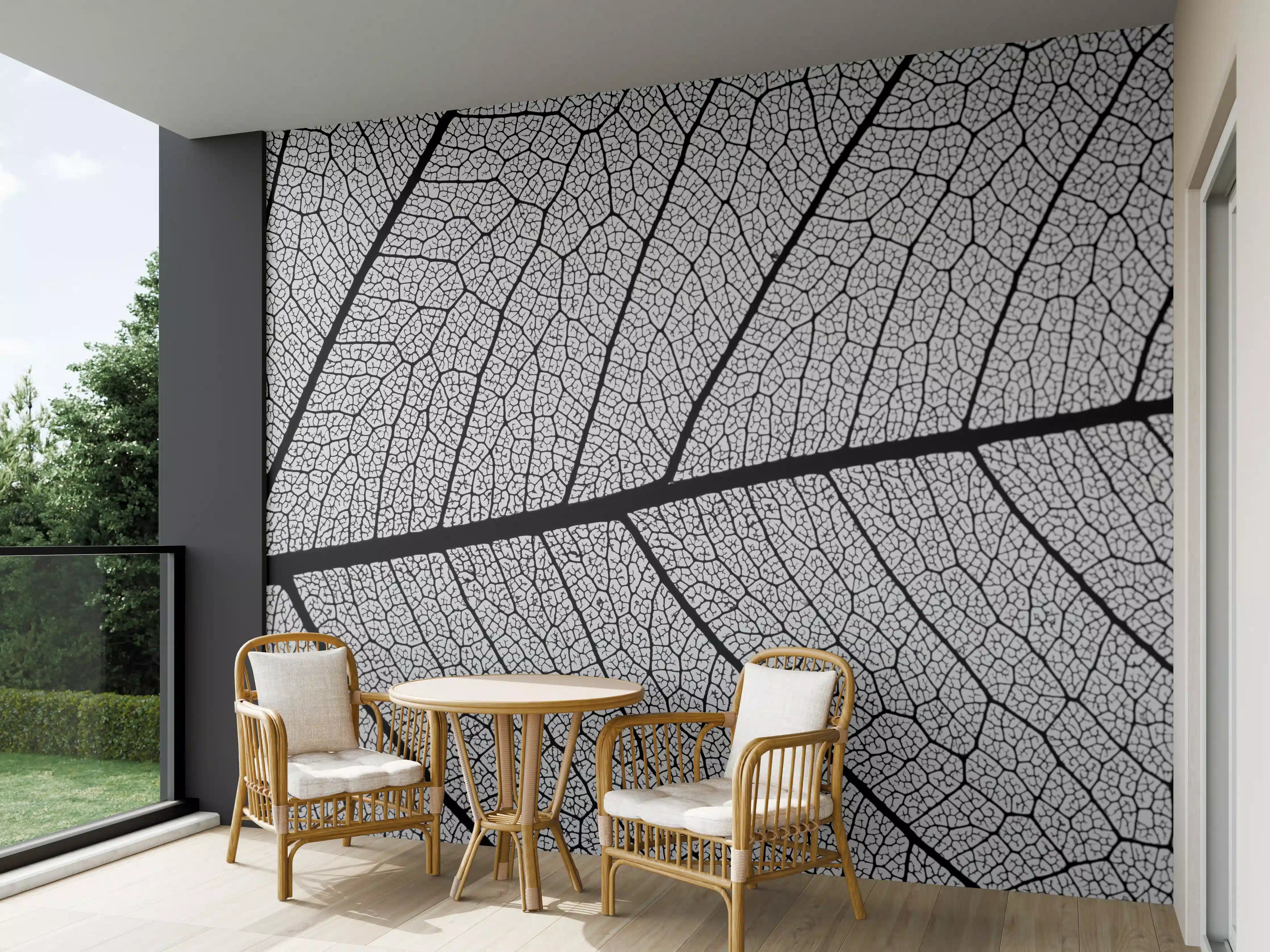 Wandverkleidung außen - Graues, detailreiches Blättermuster