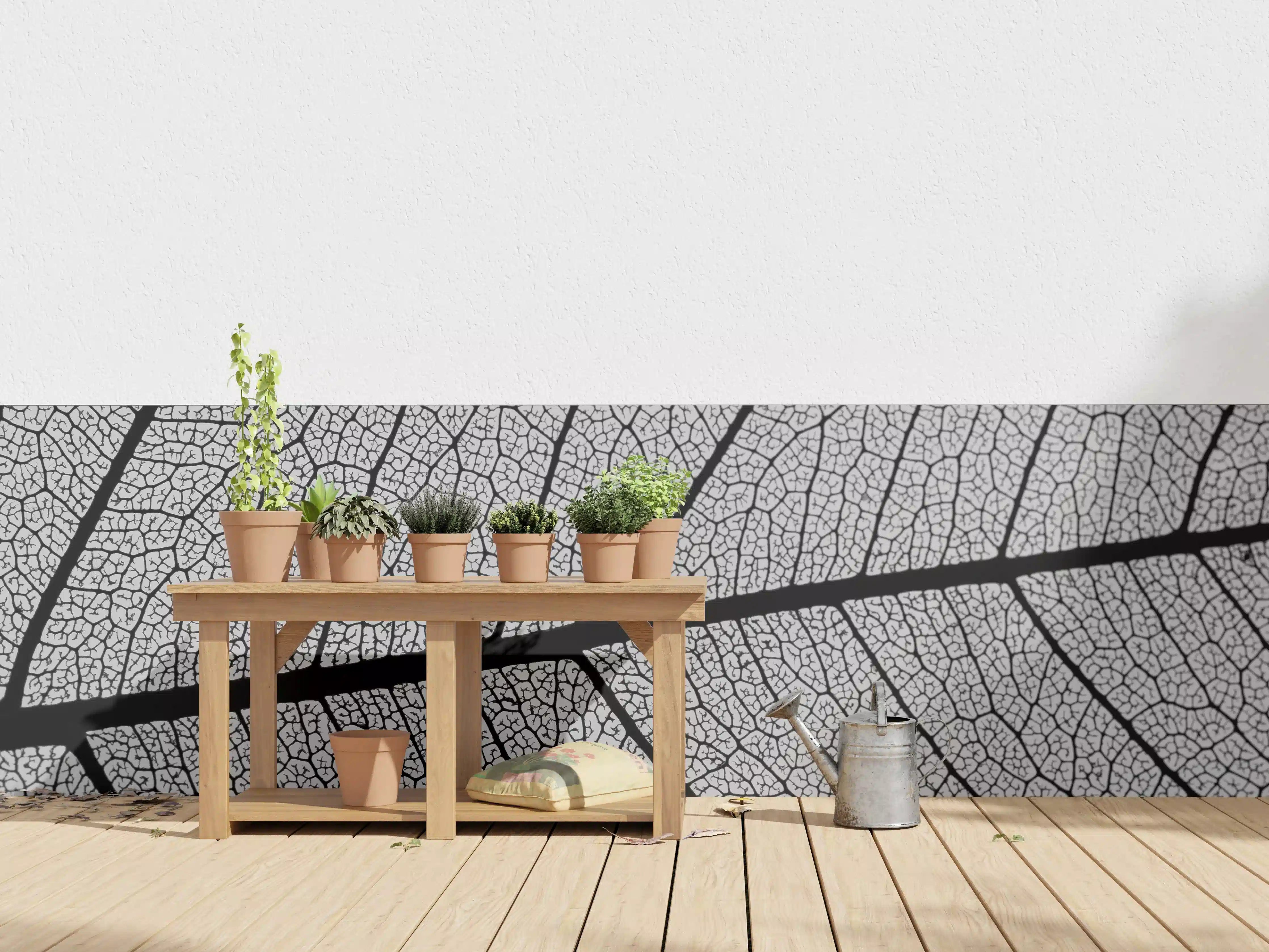 Wandverkleidung außen - Graues, detailreiches Blättermuster