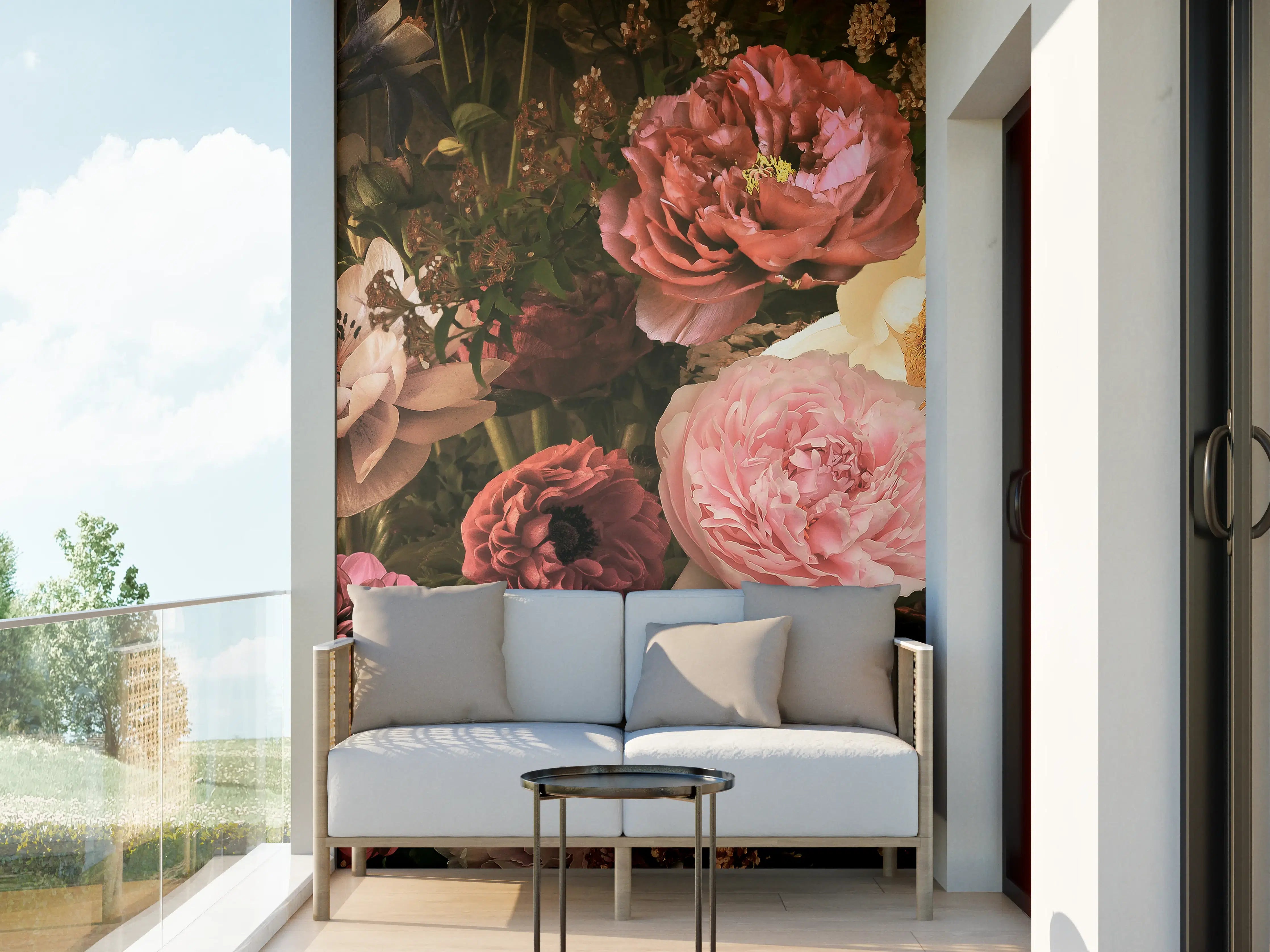 Wandverkleidung außen - Große Blumen im Vintage-Stil