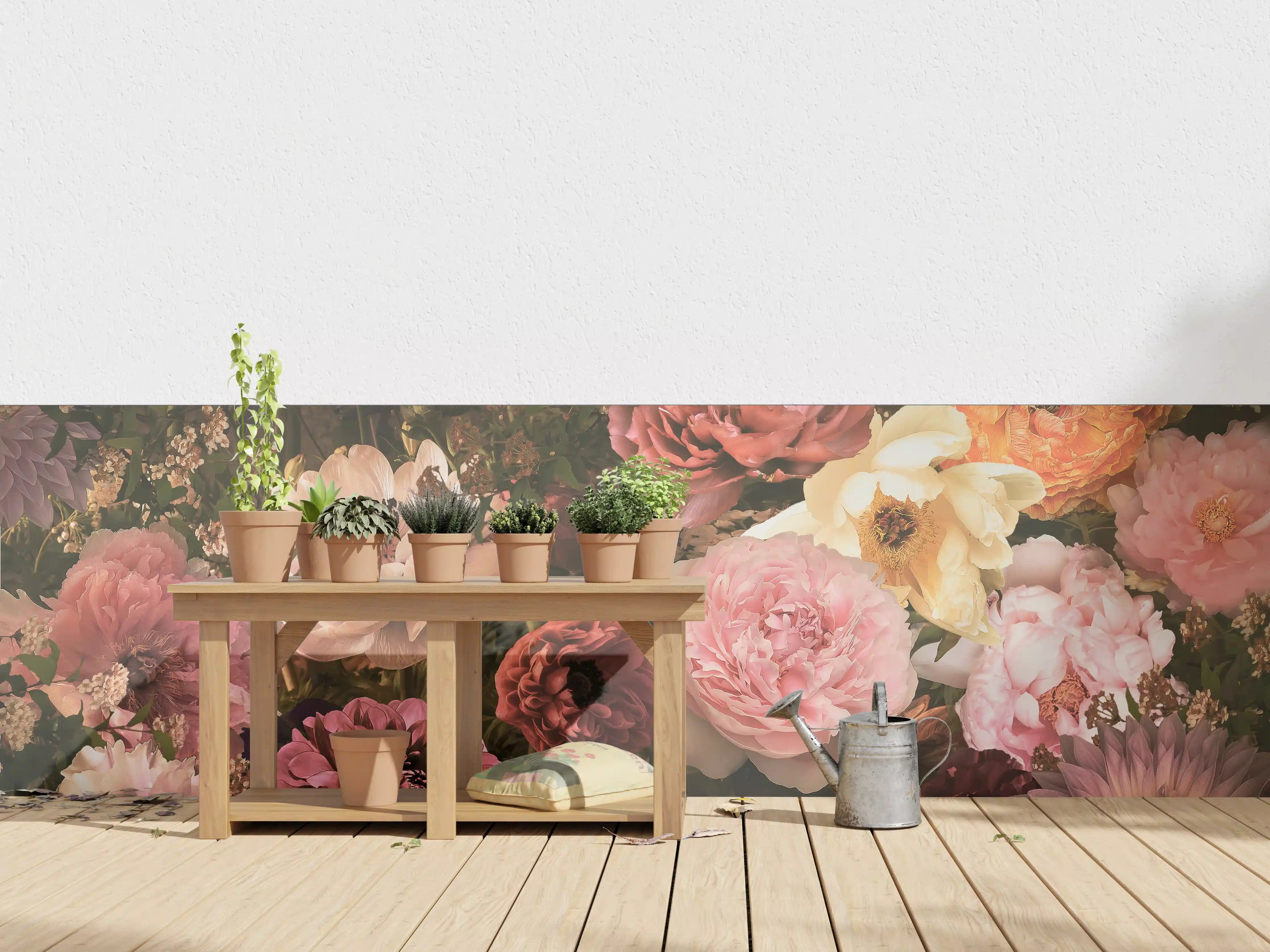 Wandverkleidung außen - Große Blumen im Vintage-Stil