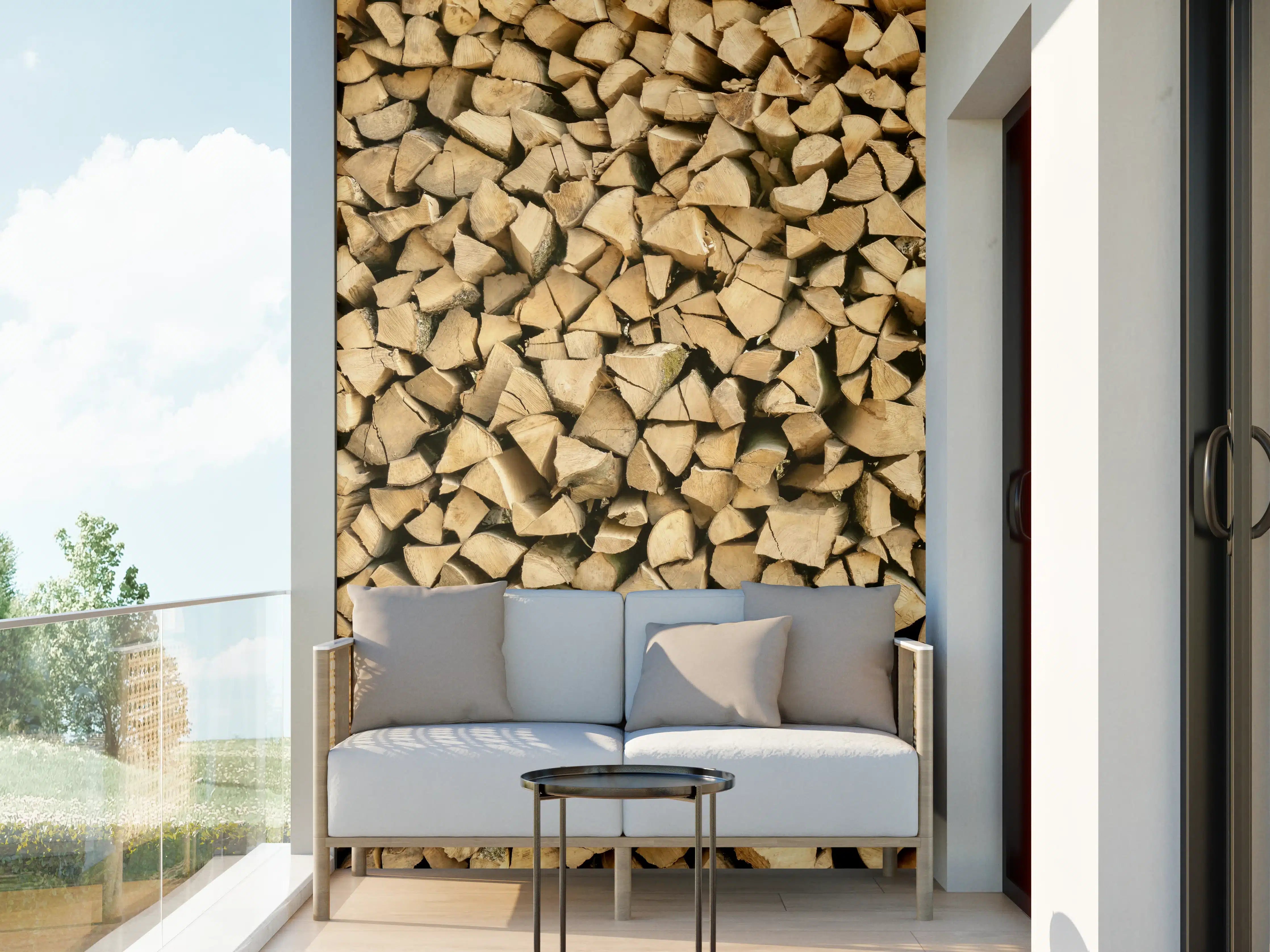Wandverkleidung außen - Großer Haufen Holzscheite