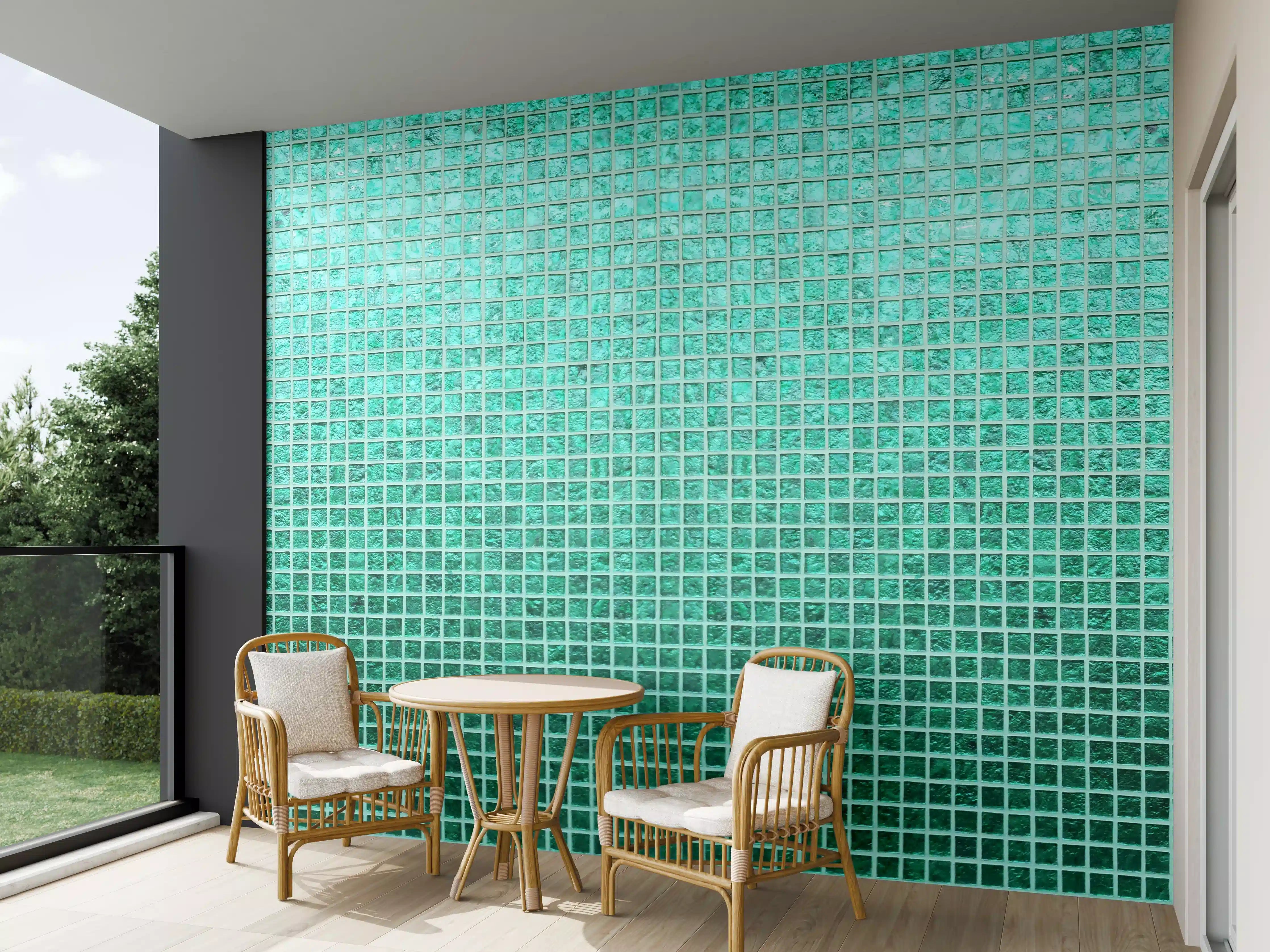 Wandverkleidung außen - Grüne Fliesen Mosaik Textur