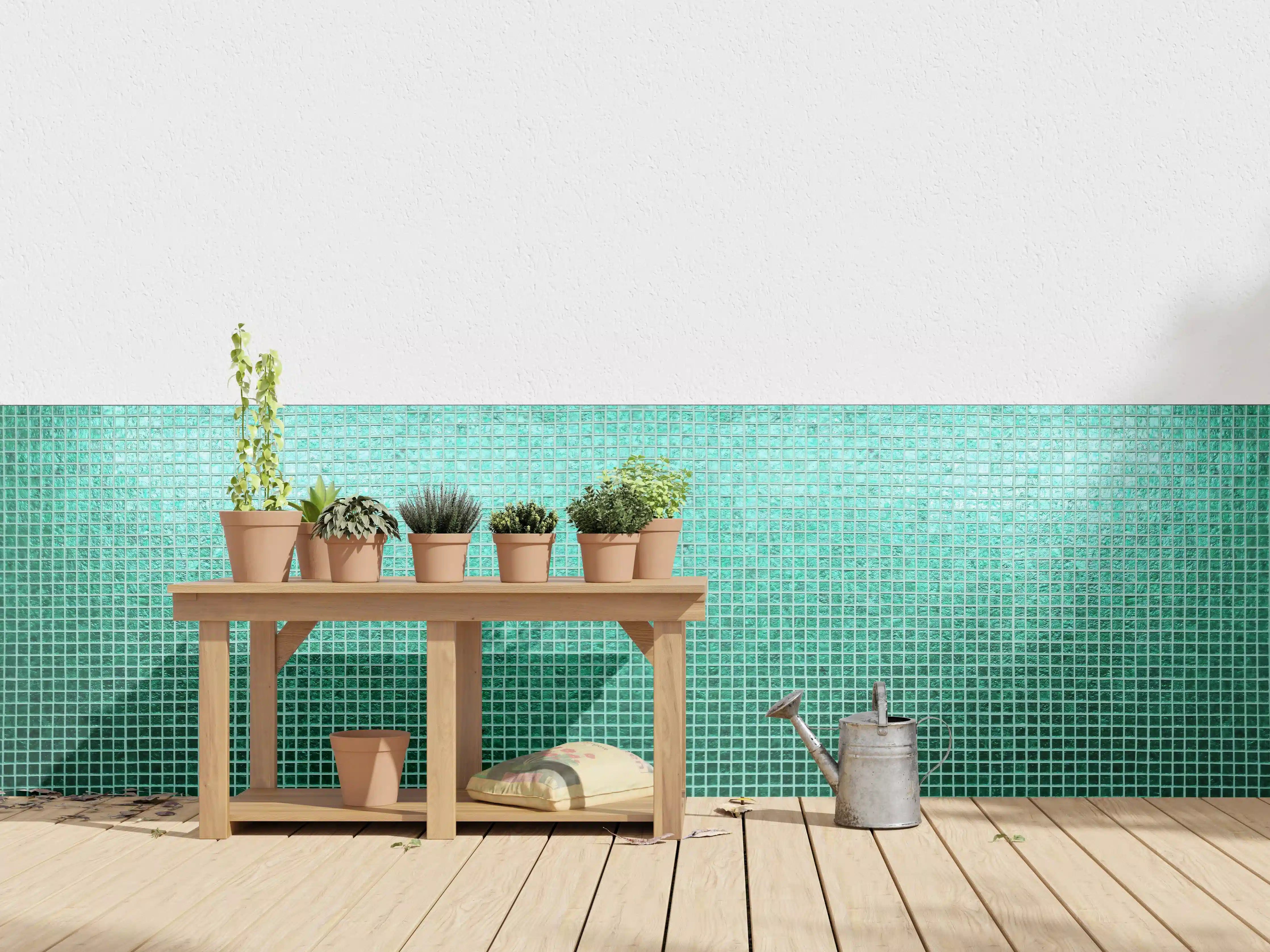 Wandverkleidung außen - Grüne Fliesen Mosaik Textur