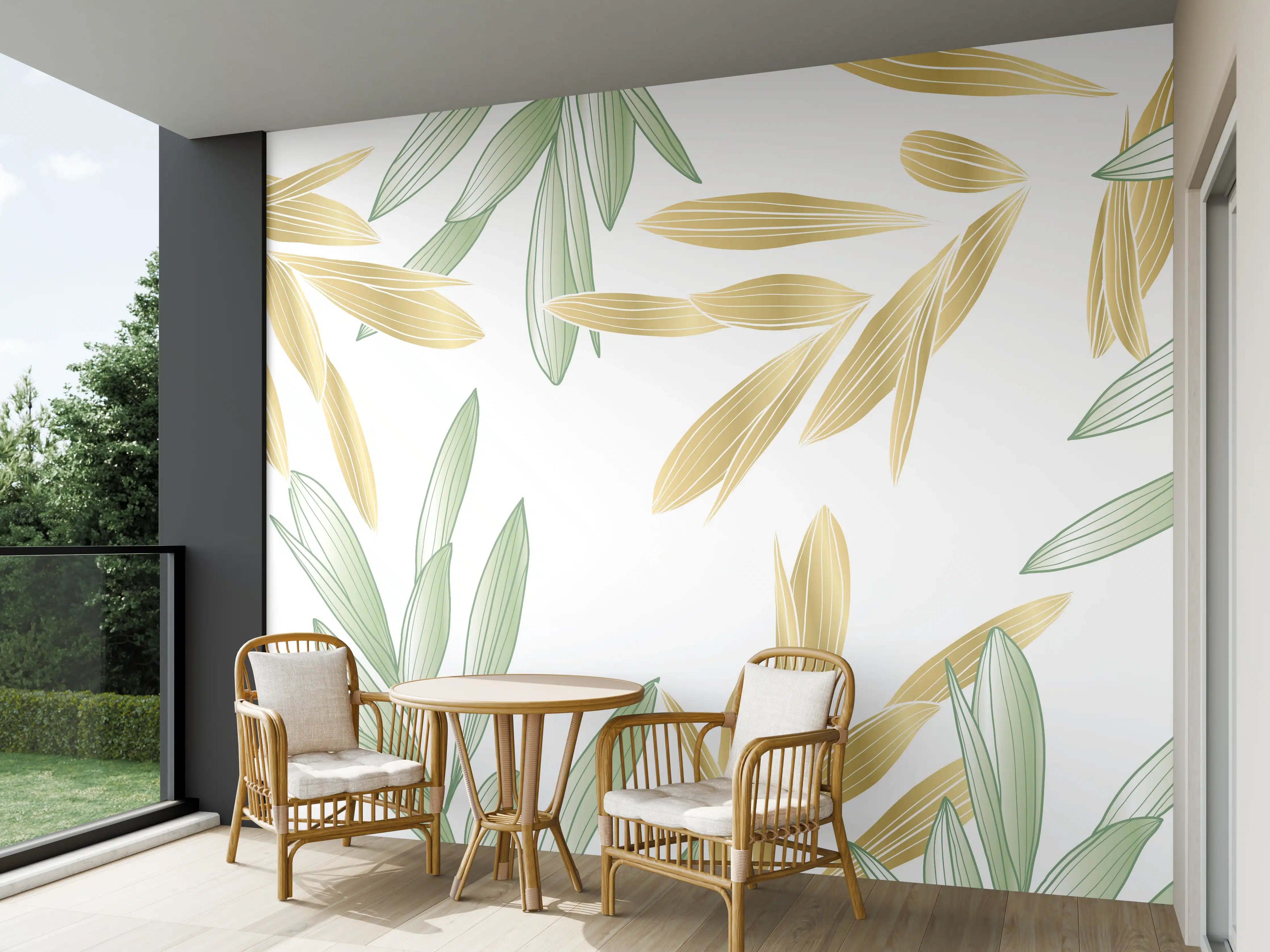 Wandverkleidung außen - Grüne Olivenzweige Muster