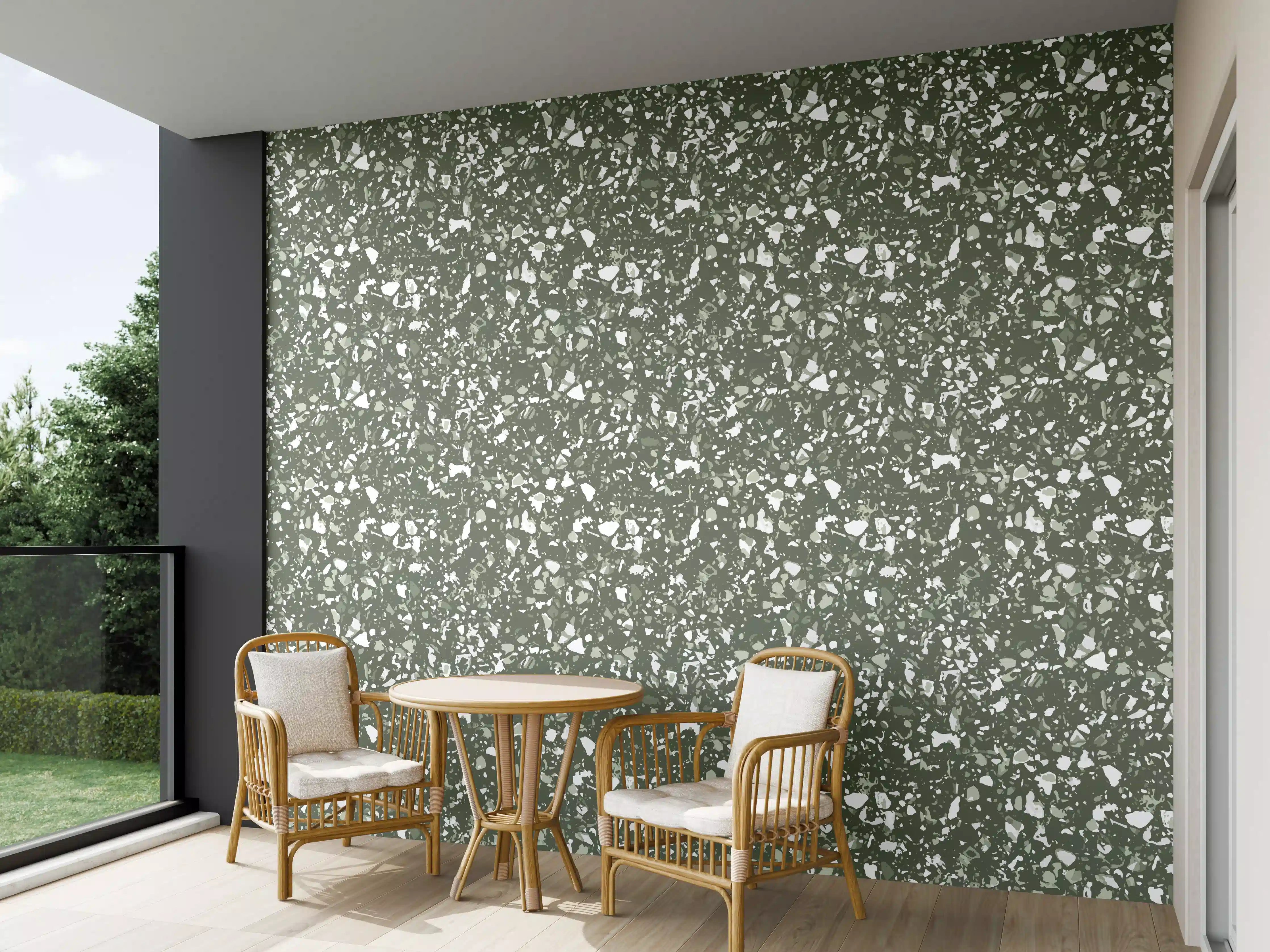 Wandverkleidung außen - Grüne Terrazzo-Textur