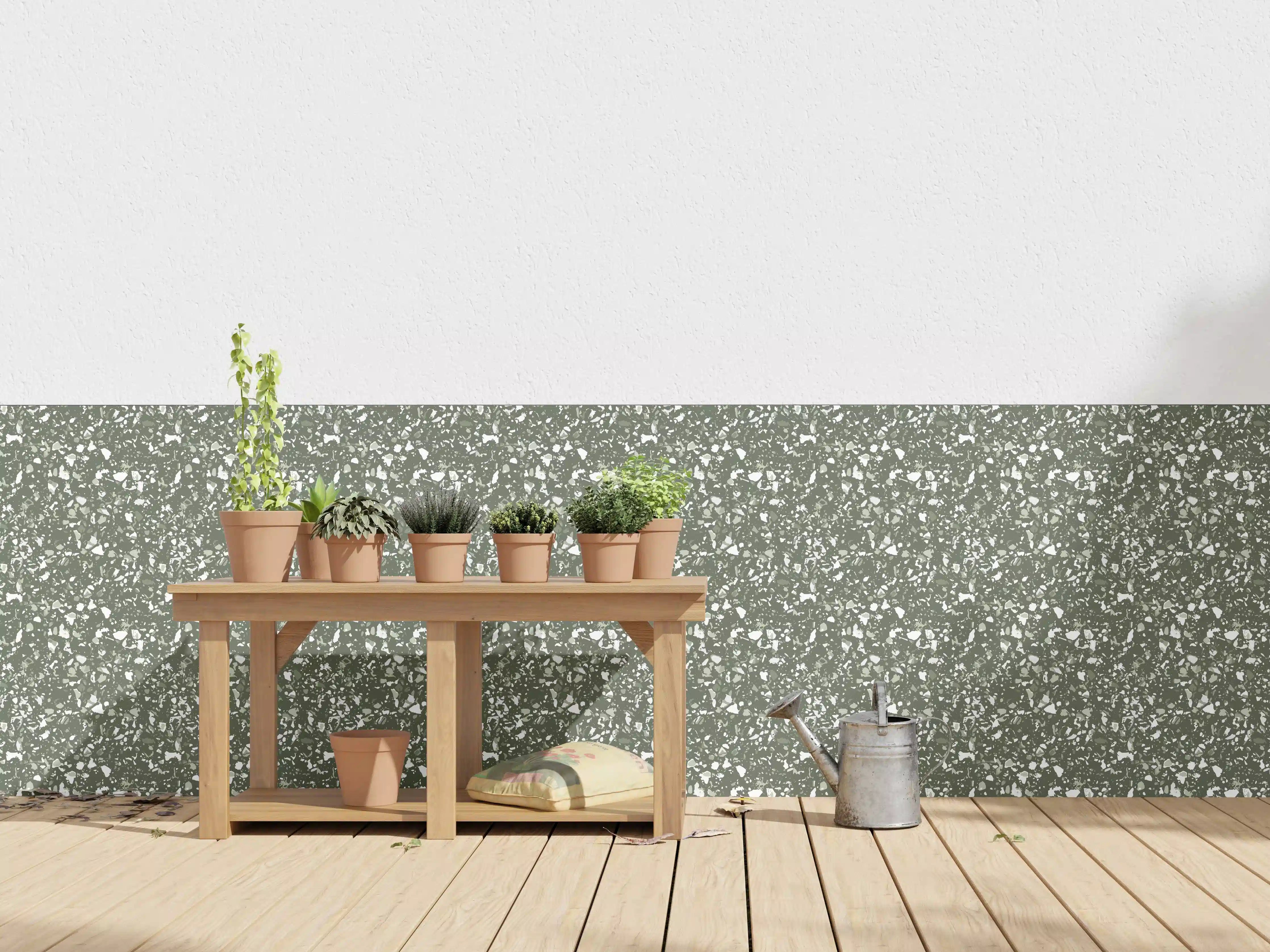 Wandverkleidung außen - Grüne Terrazzo-Textur