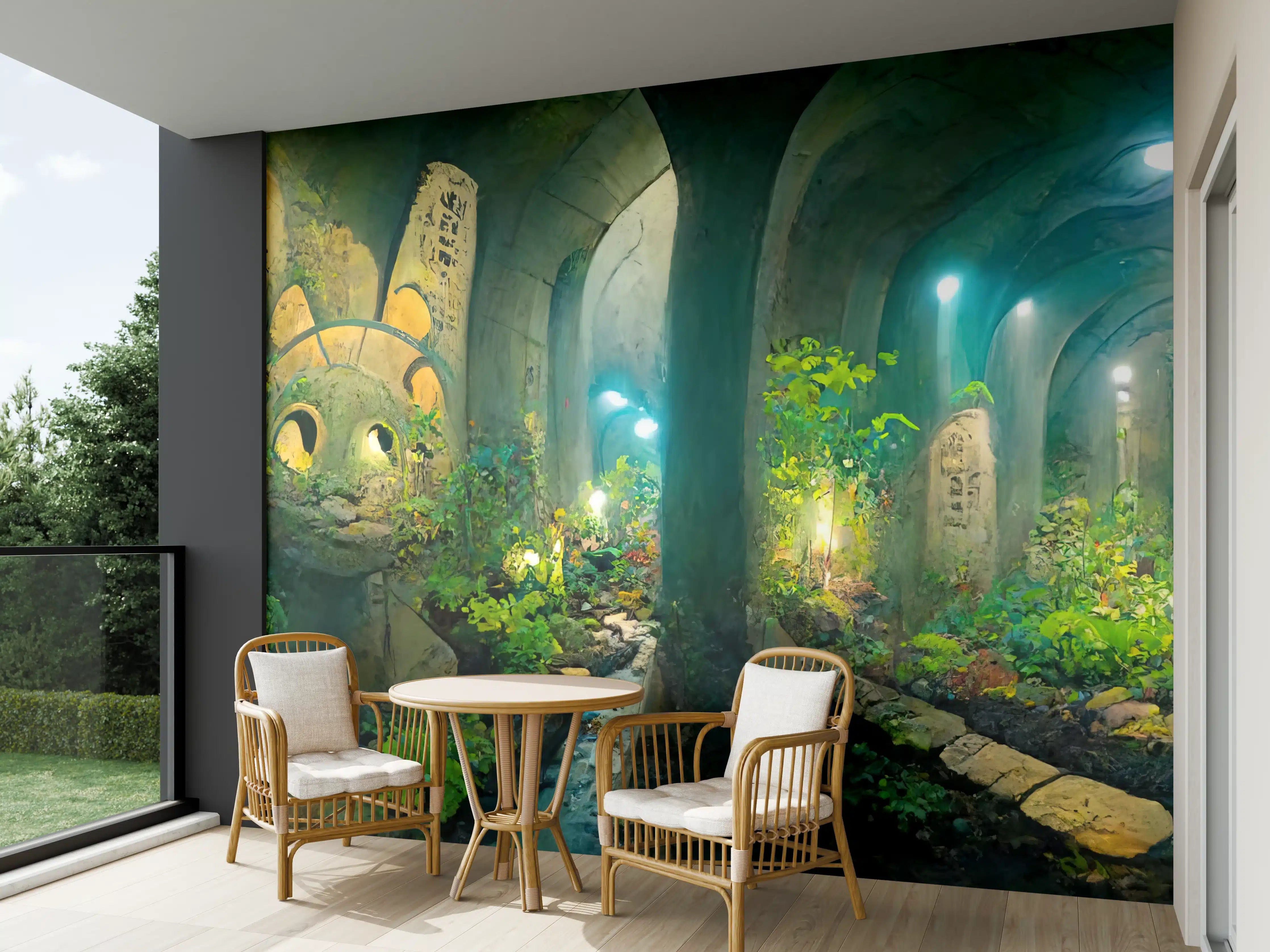 Wandverkleidung außen - Grüner Wald im Tunnel