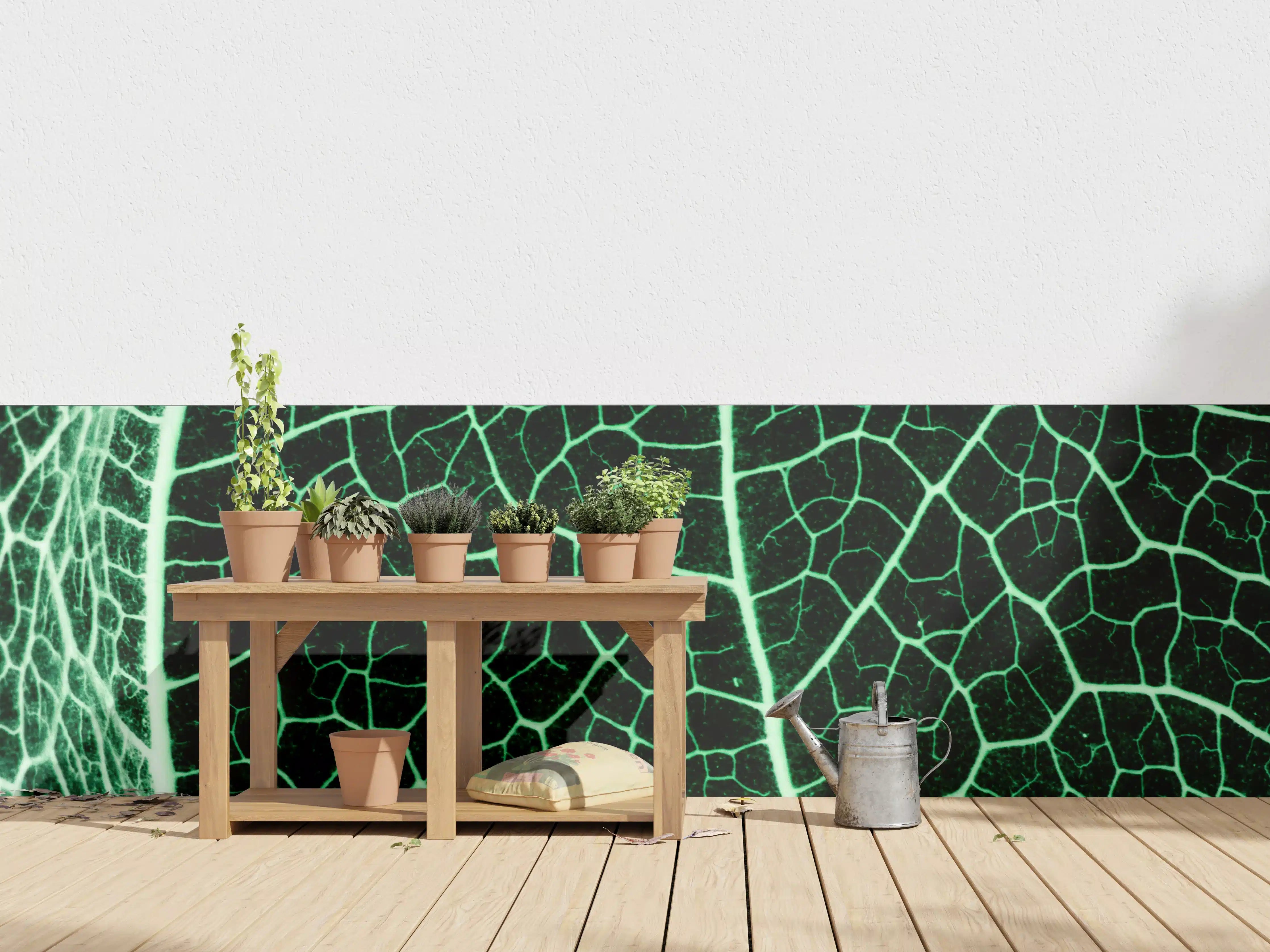 Wandverkleidung außen - Grünliche Blatttextur im Detail