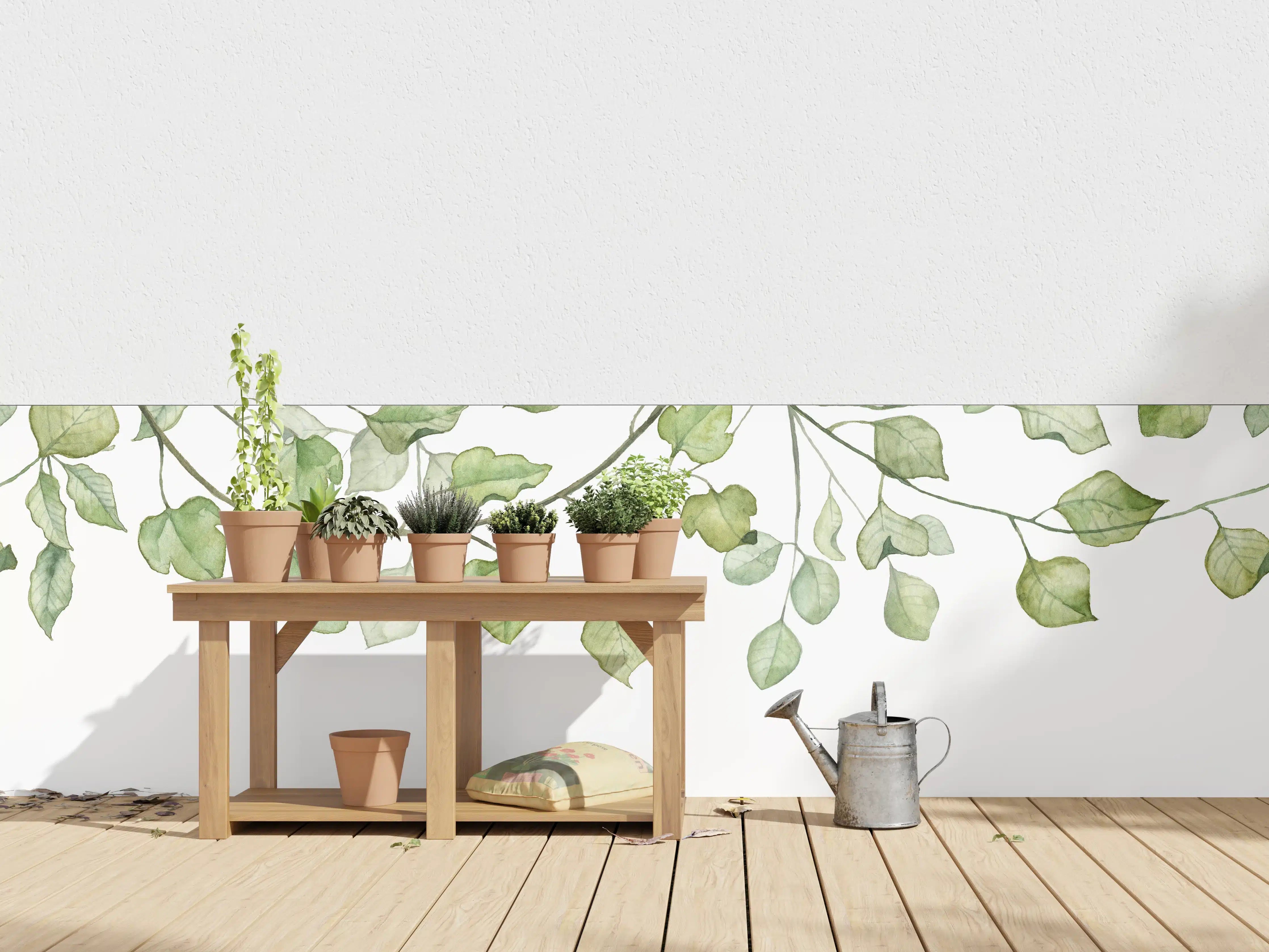 Wandverkleidung außen - Hängende Blätter an Ästen Aquarell 