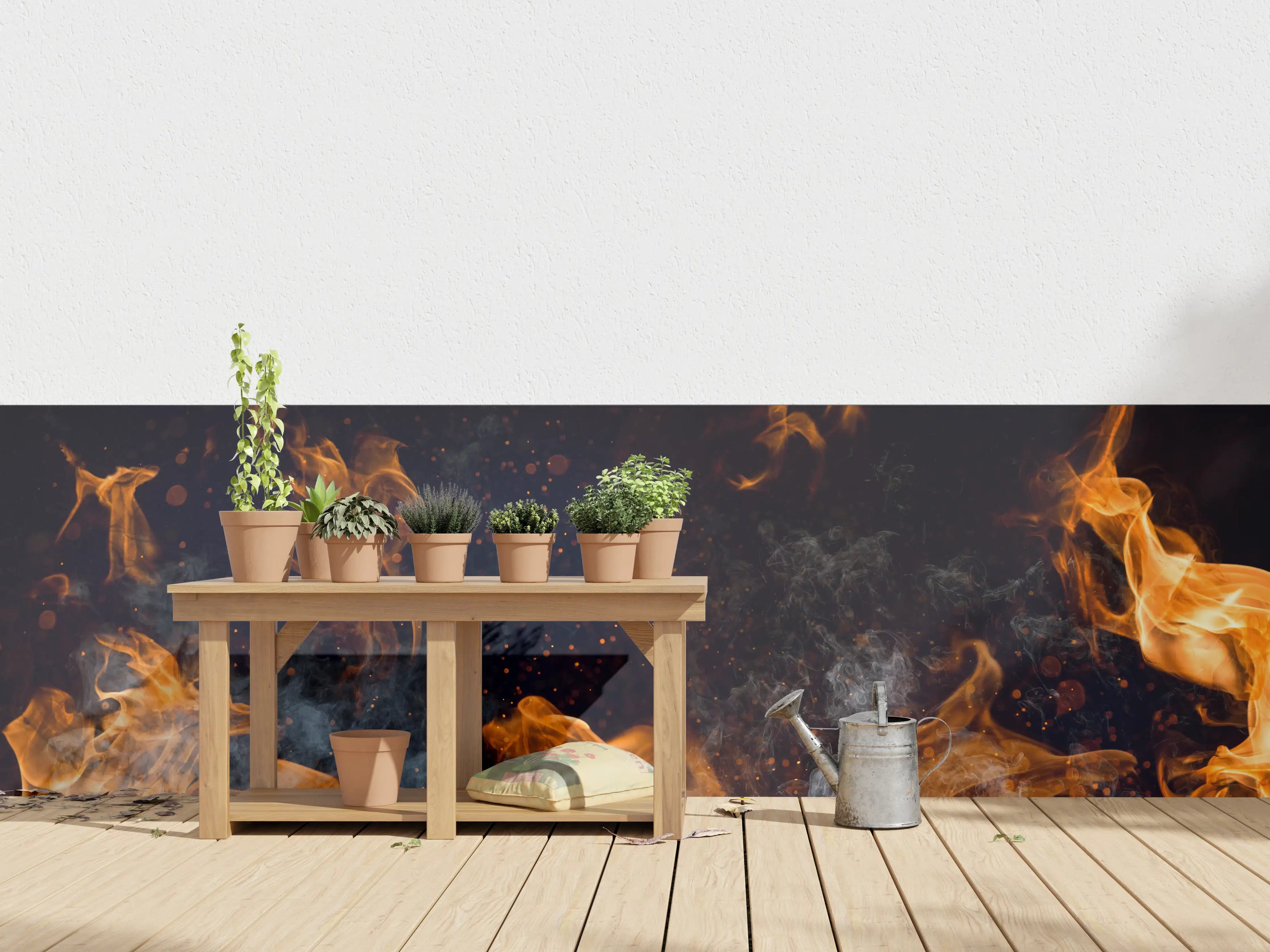 Wandverkleidung außen - Heißes Lagerfeuer mit Rauch